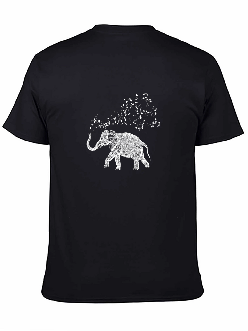 Elephant Music Notes Graphic Tee - Black