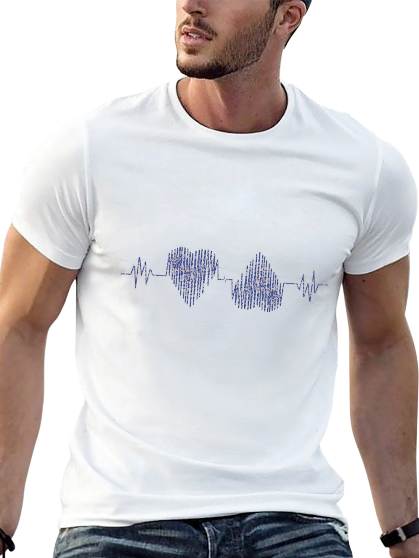 Heartbeat Design Black T-Shirt