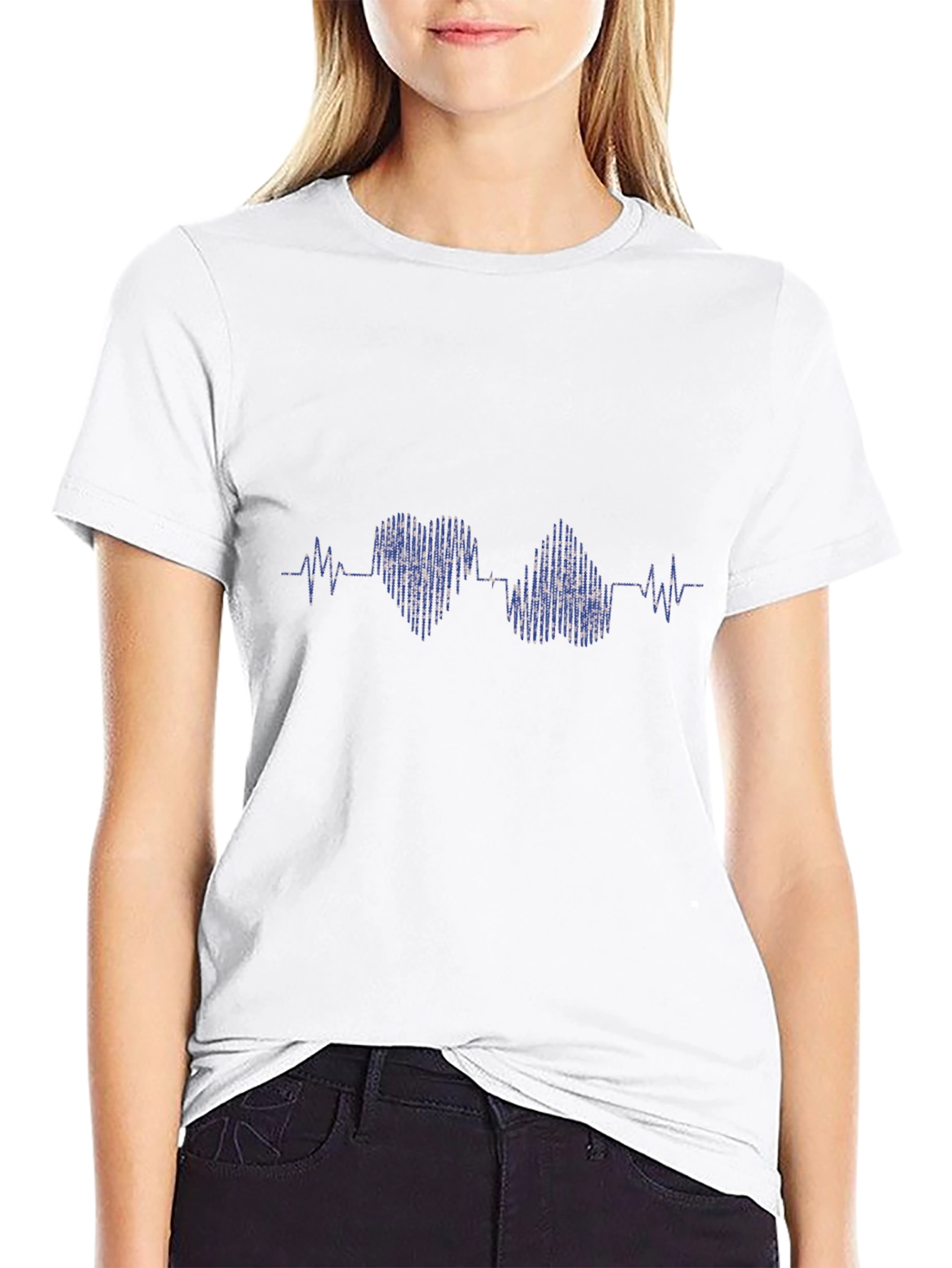 Heartbeat Design Black T-Shirt