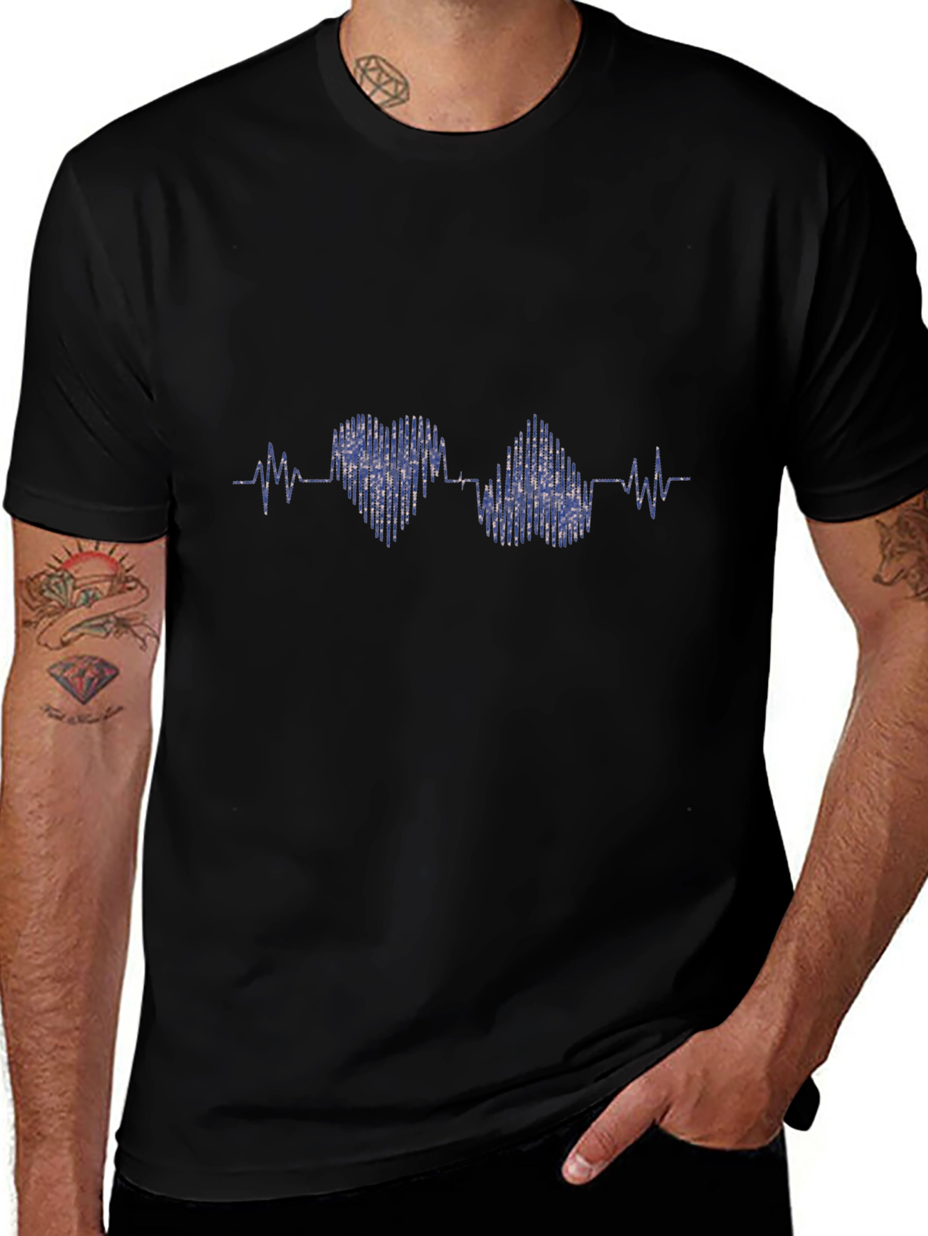 Heartbeat Design Black T-Shirt