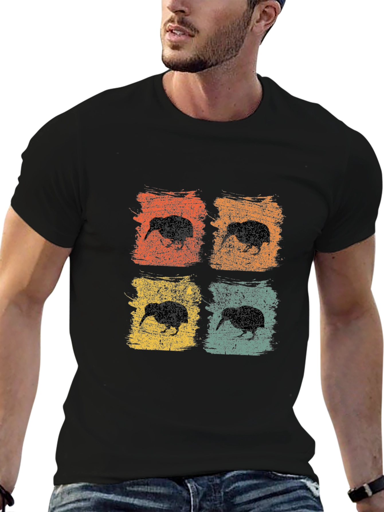 Retro Kiwi Bird Graphic Tee - Trendy Nature Lover Shirt