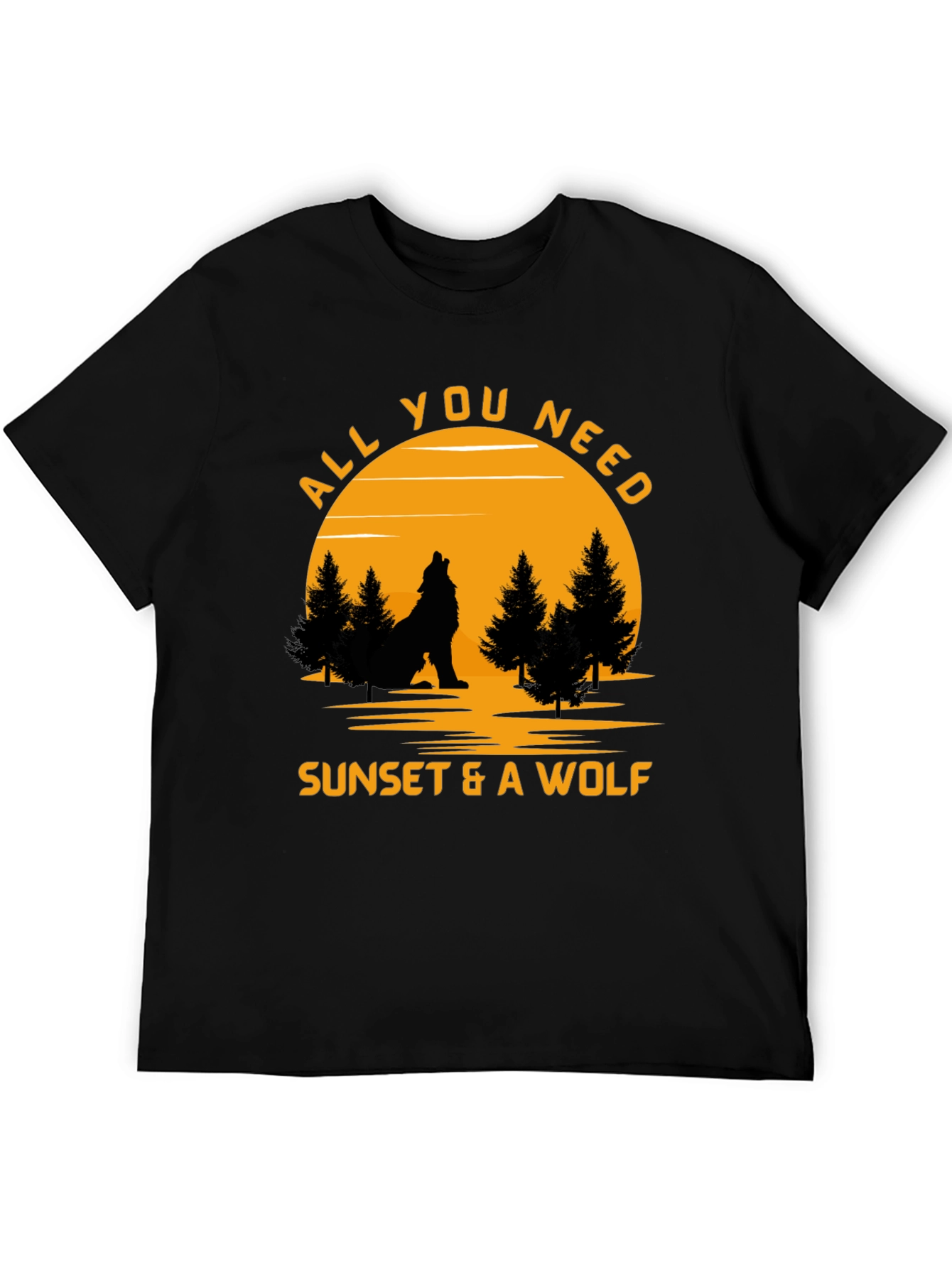 Sunset & Wolf Graphic Tee -  Nature Lover Shirt