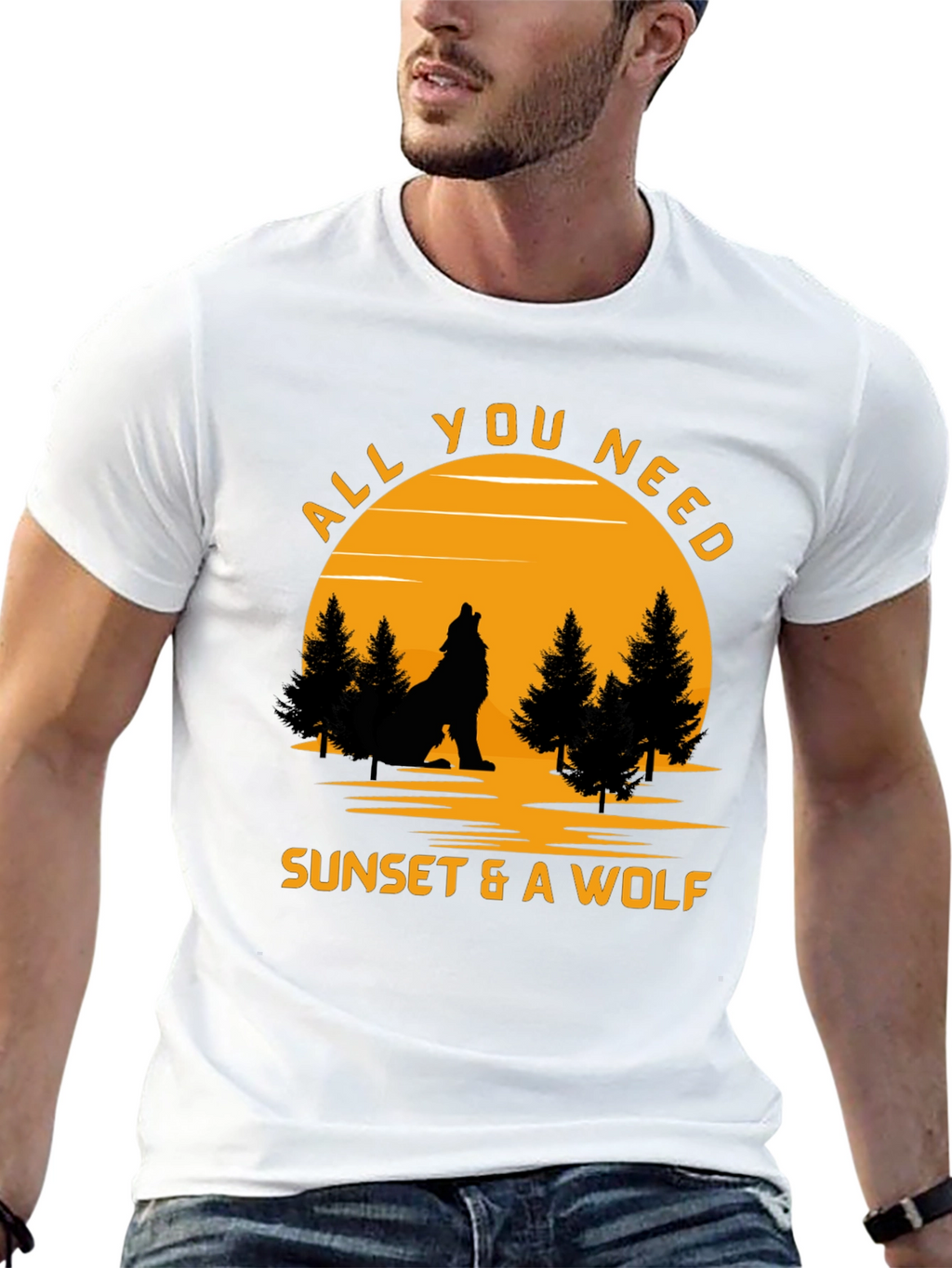 Sunset & Wolf Graphic Tee -  Nature Lover Shirt