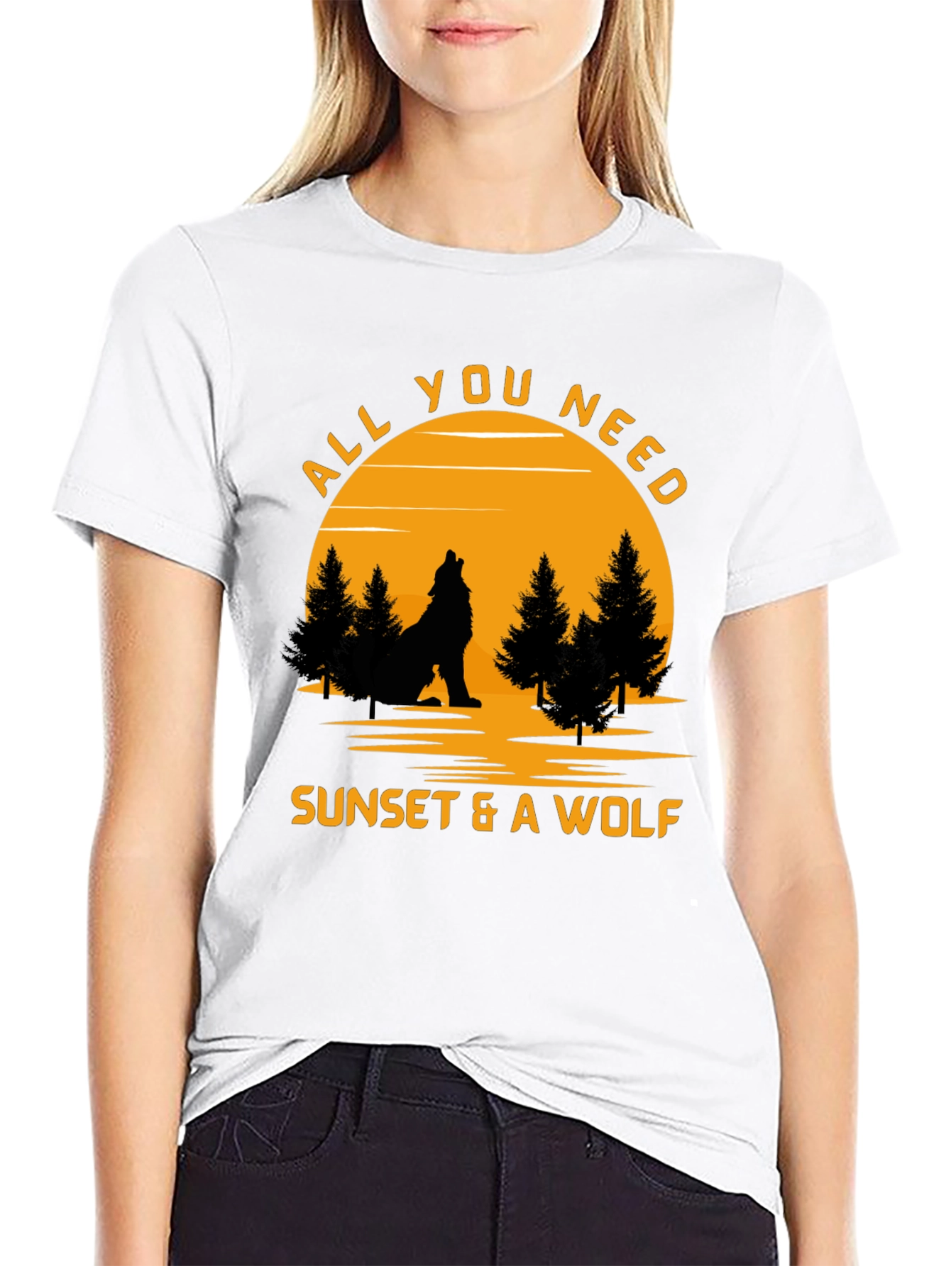 Sunset & Wolf Graphic Tee -  Nature Lover Shirt
