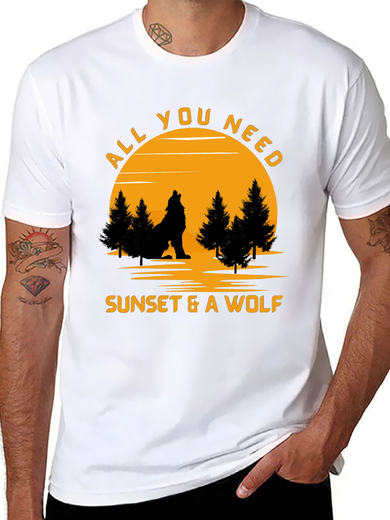 Sunset & Wolf Graphic Tee -  Nature Lover Shirt