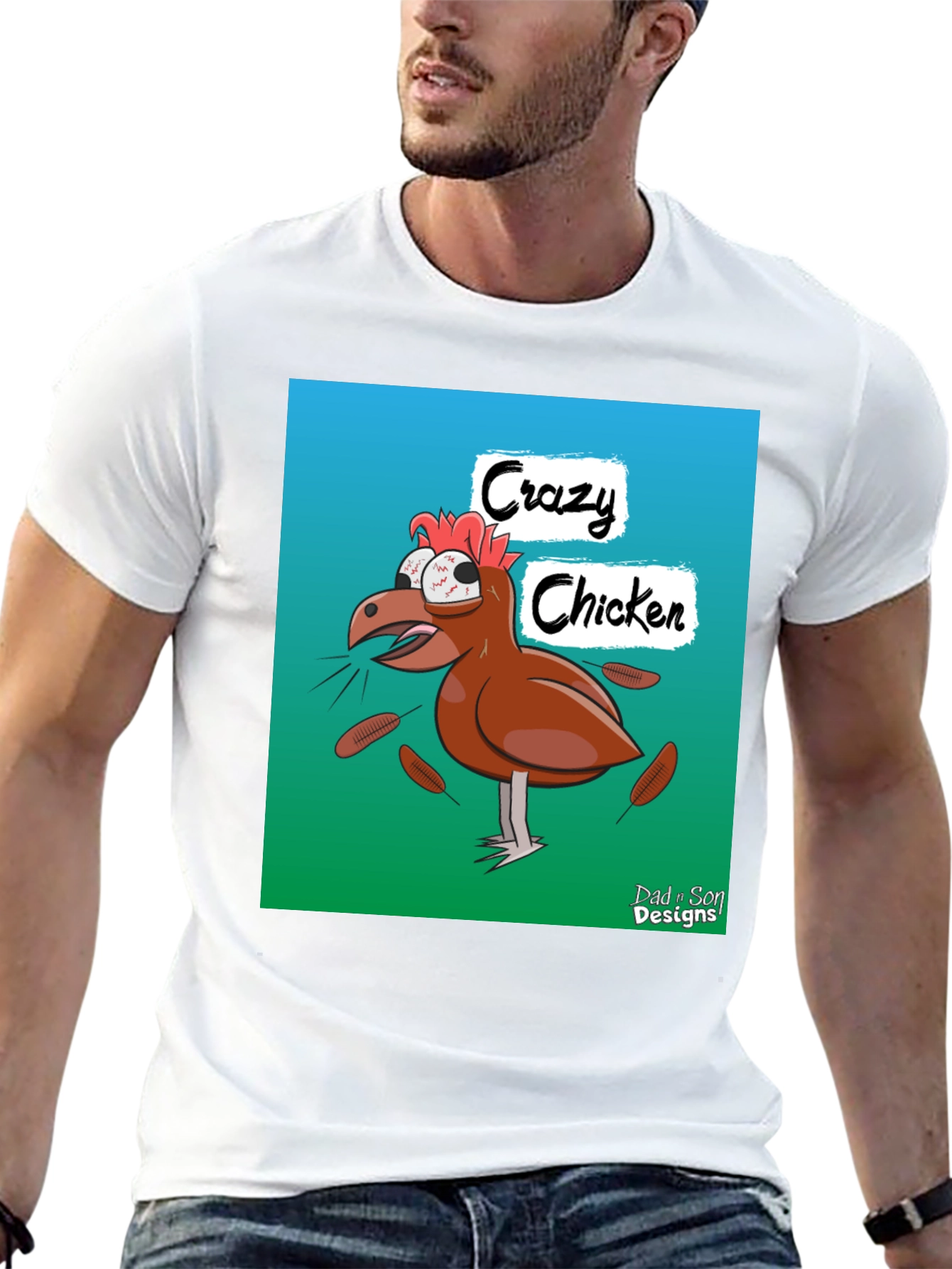 Crazy Chicken T-Shirt - Novelty Graphic Tee