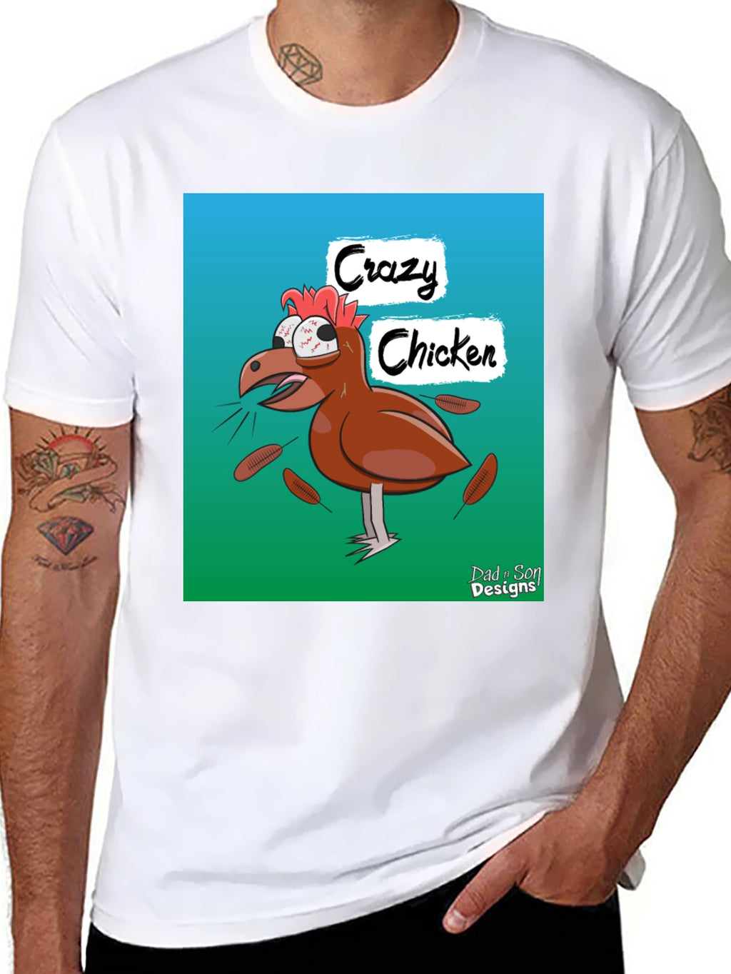 Crazy Chicken T-Shirt - Novelty Graphic Tee