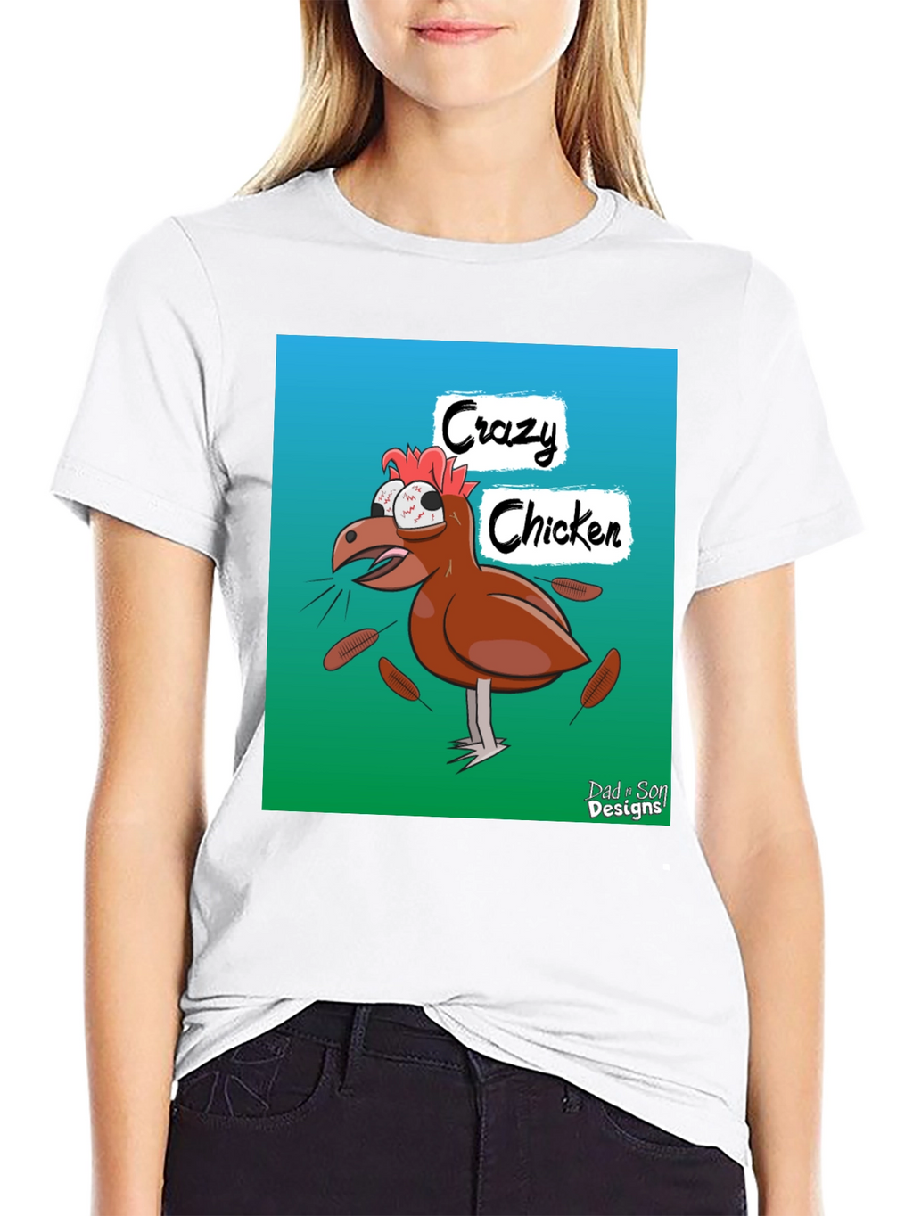 Crazy Chicken T-Shirt - Novelty Graphic Tee