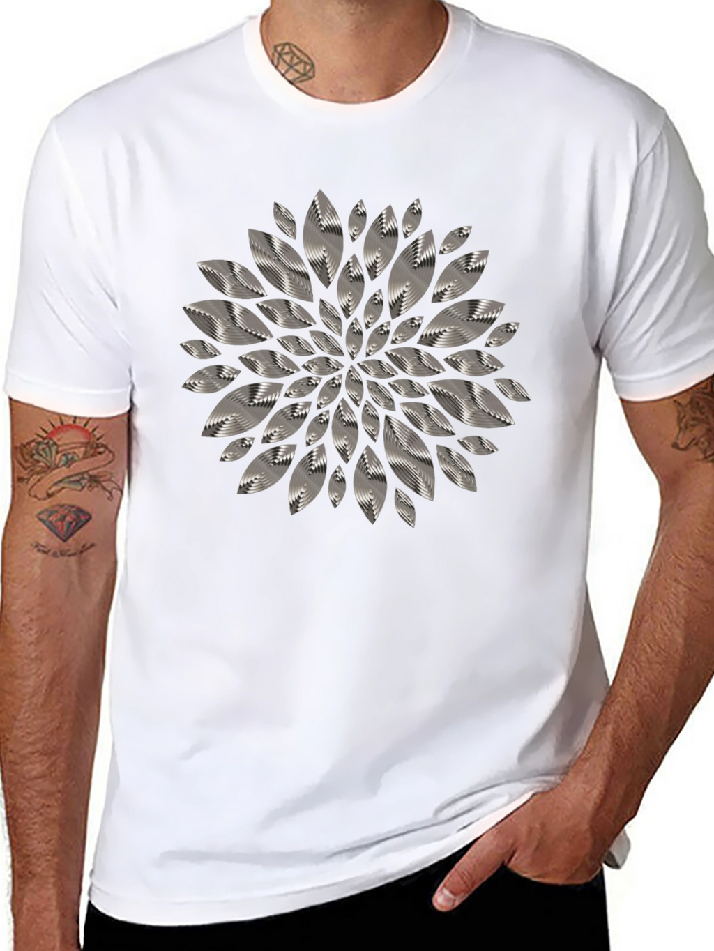 Abstract Floral Graphic Tee - Mens Black T-Shirt