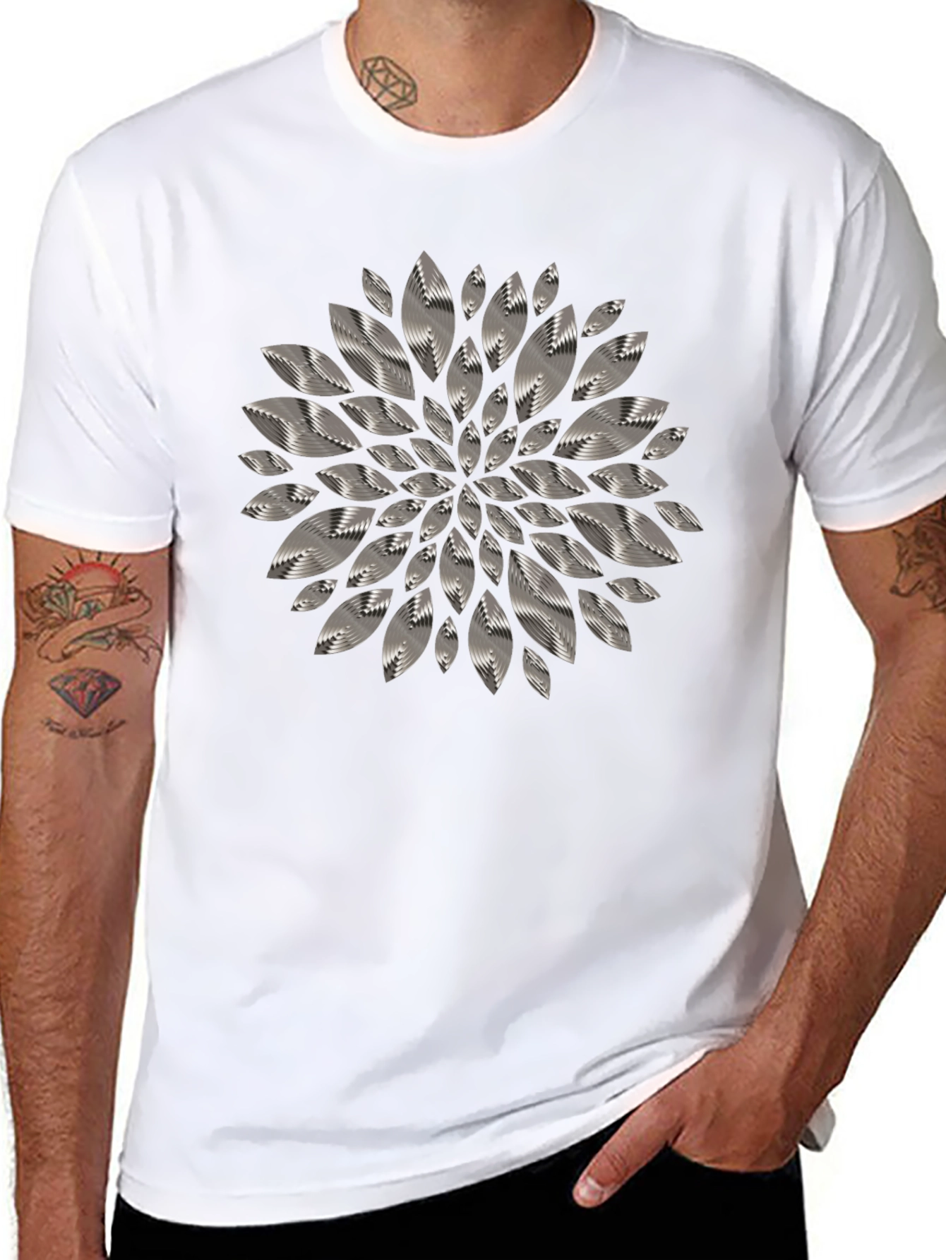 Abstract Floral Graphic Tee - Mens Black T-Shirt