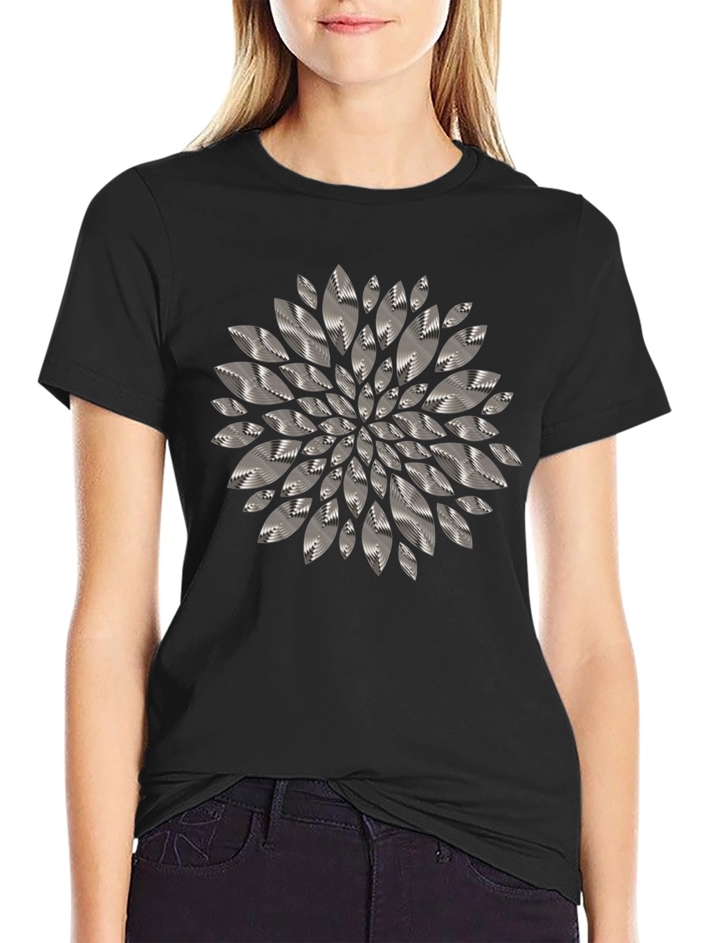 Abstract Floral Graphic Tee - Mens Black T-Shirt