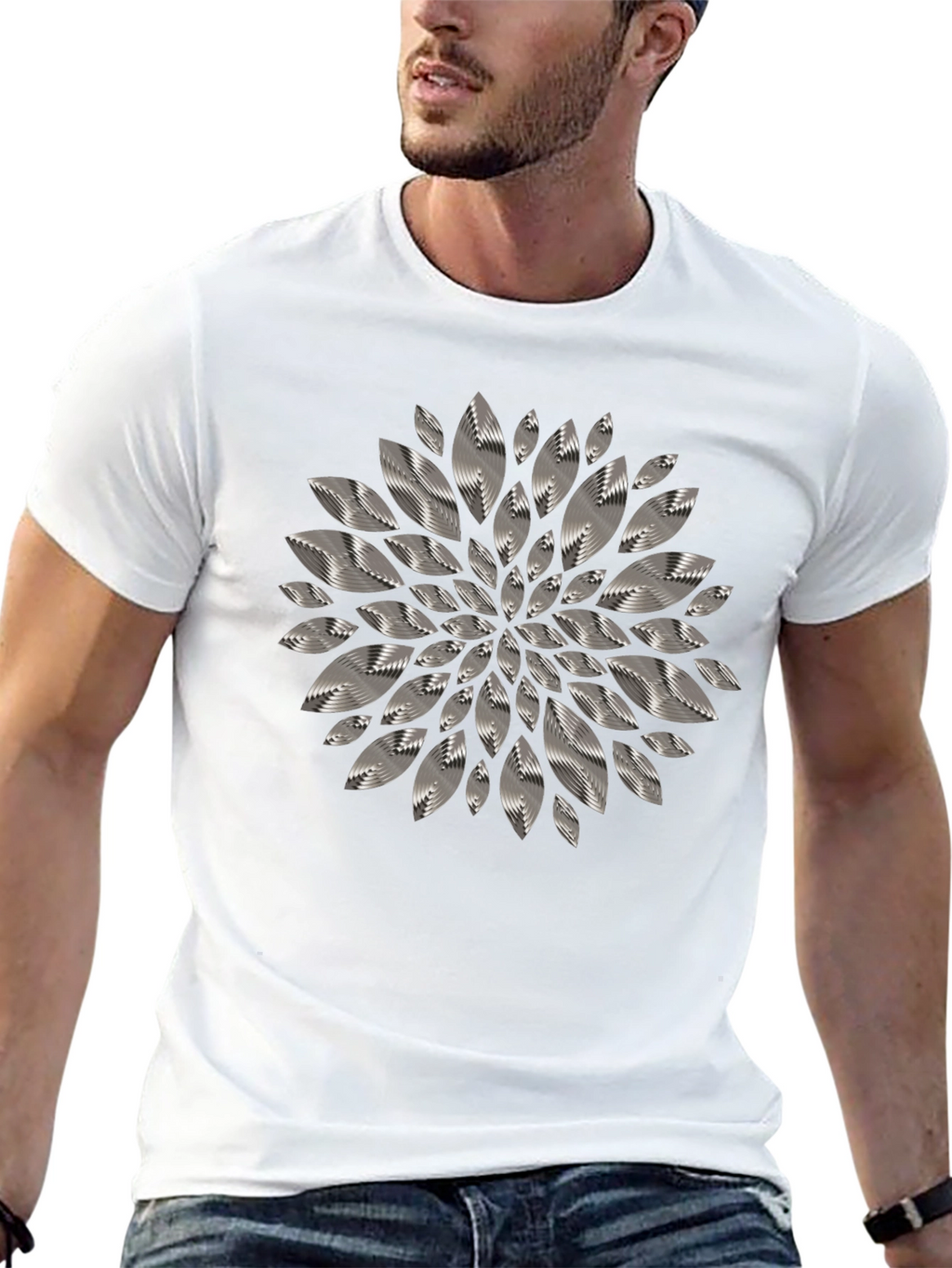 Abstract Floral Graphic Tee - Mens Black T-Shirt