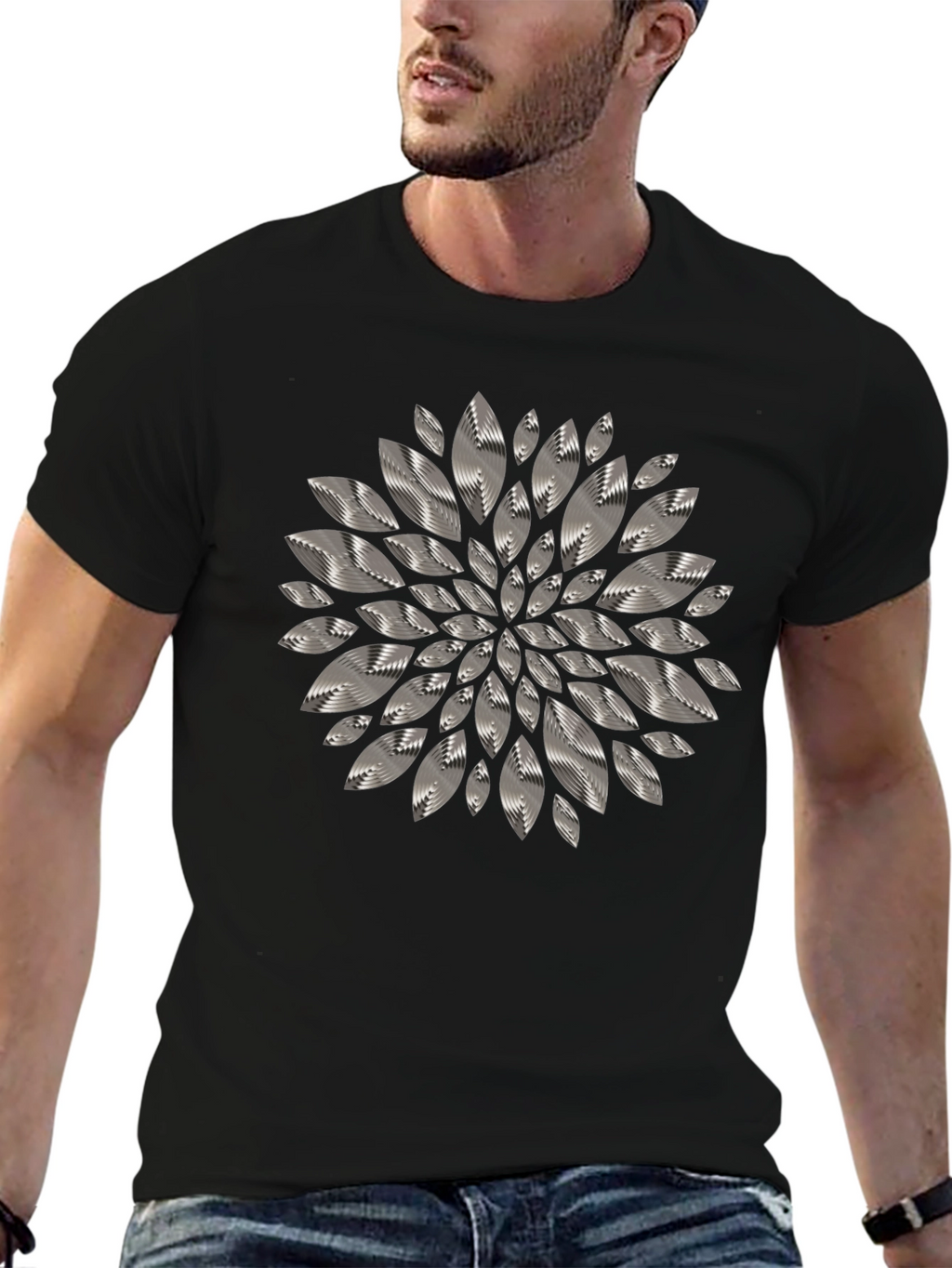 Abstract Floral Graphic Tee - Mens Black T-Shirt
