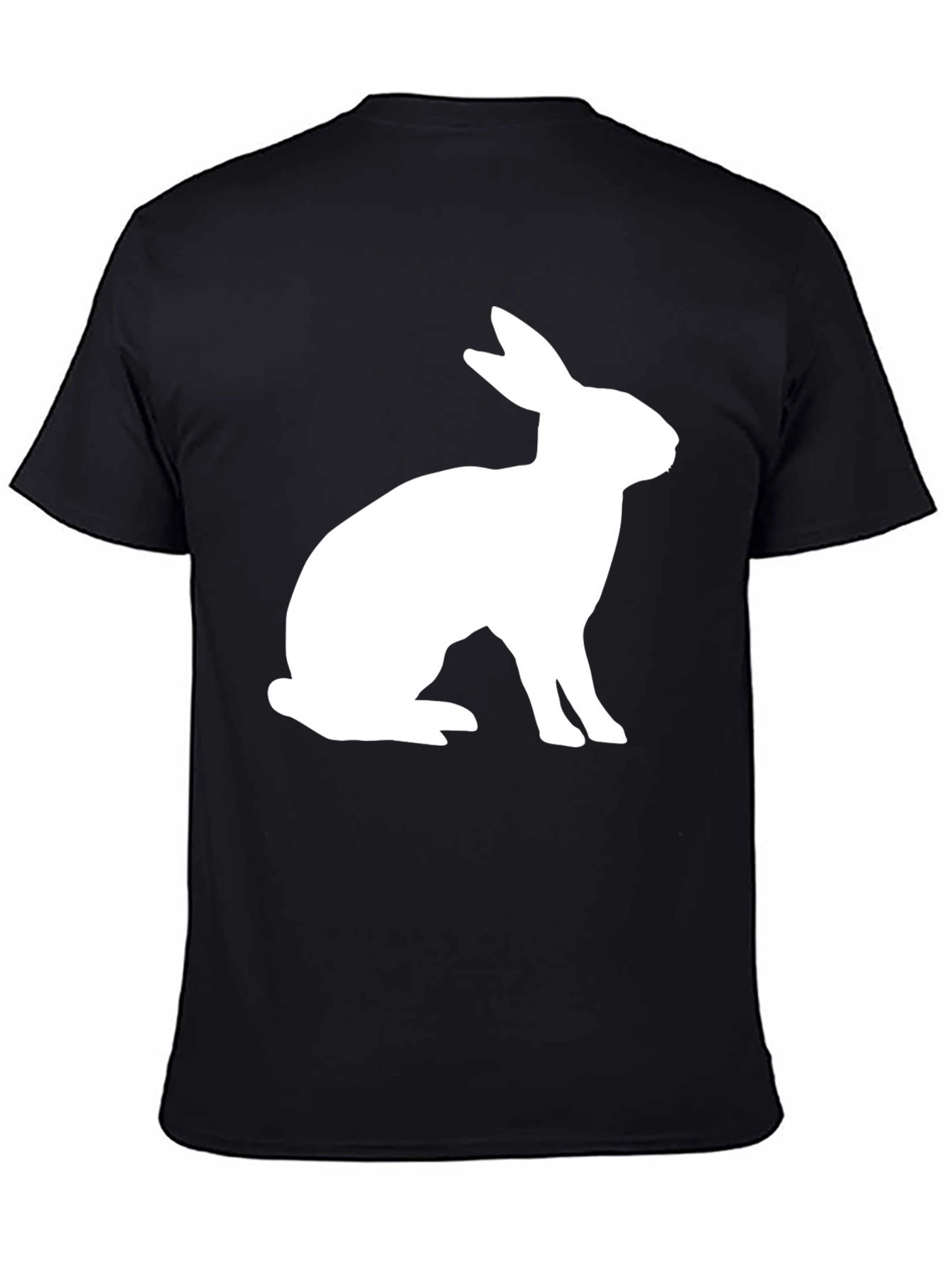 Rabbit Graphic Tee - Black Cotton Blend Casual Shirt