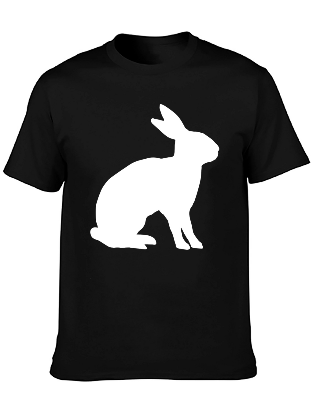 Rabbit Graphic Tee - Black Cotton Blend Casual Shirt
