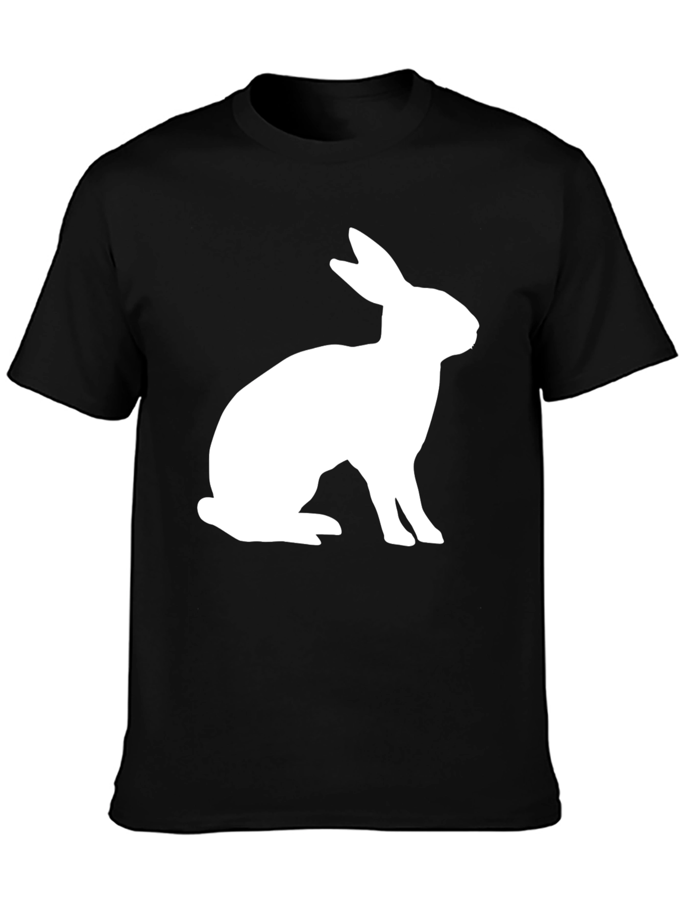 Rabbit Graphic Tee - Black Cotton Blend Casual Shirt