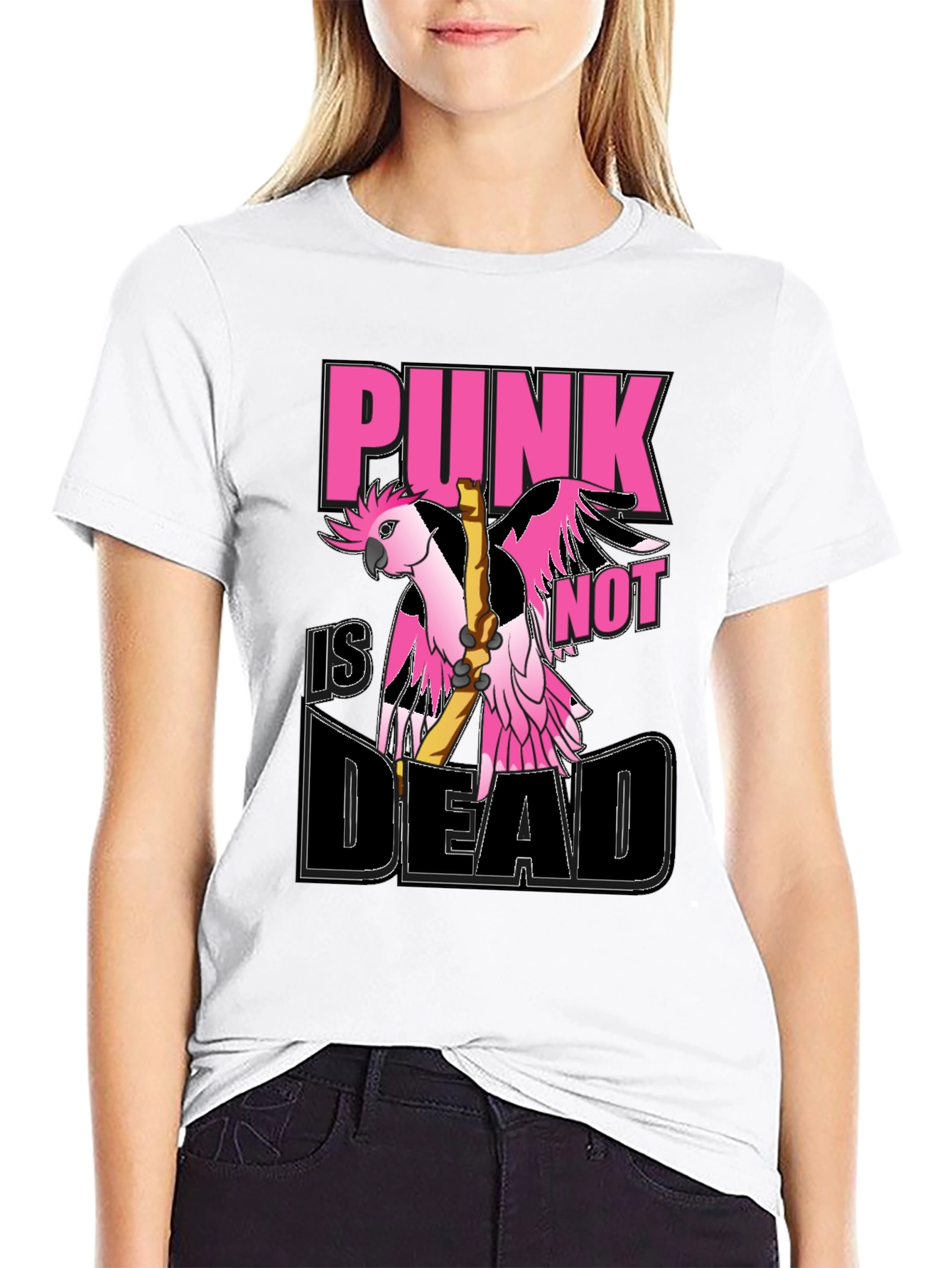 Punk is Not Dead Parrot Graphic T-Shirt
