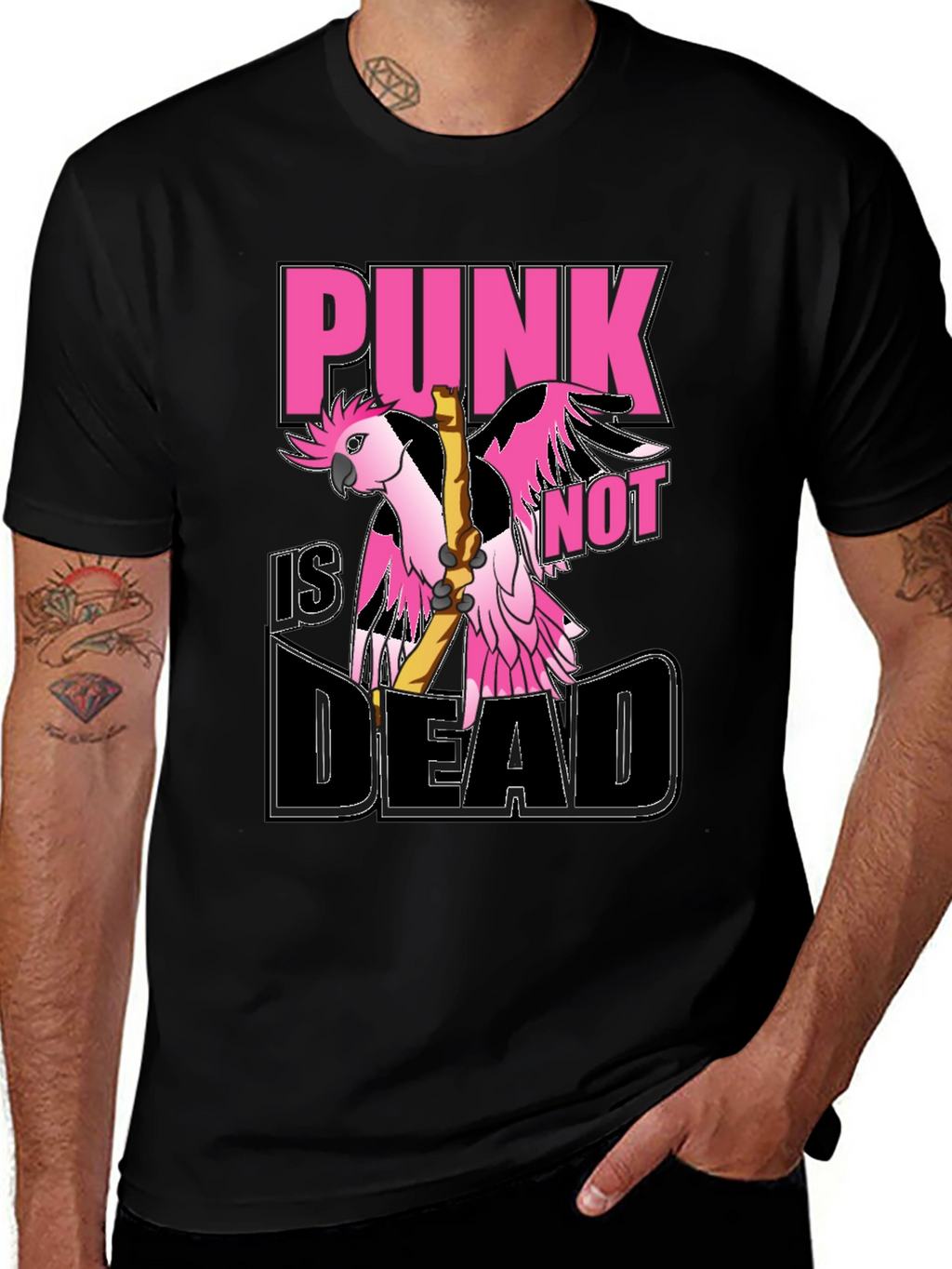 Punk is Not Dead Parrot Graphic T-Shirt