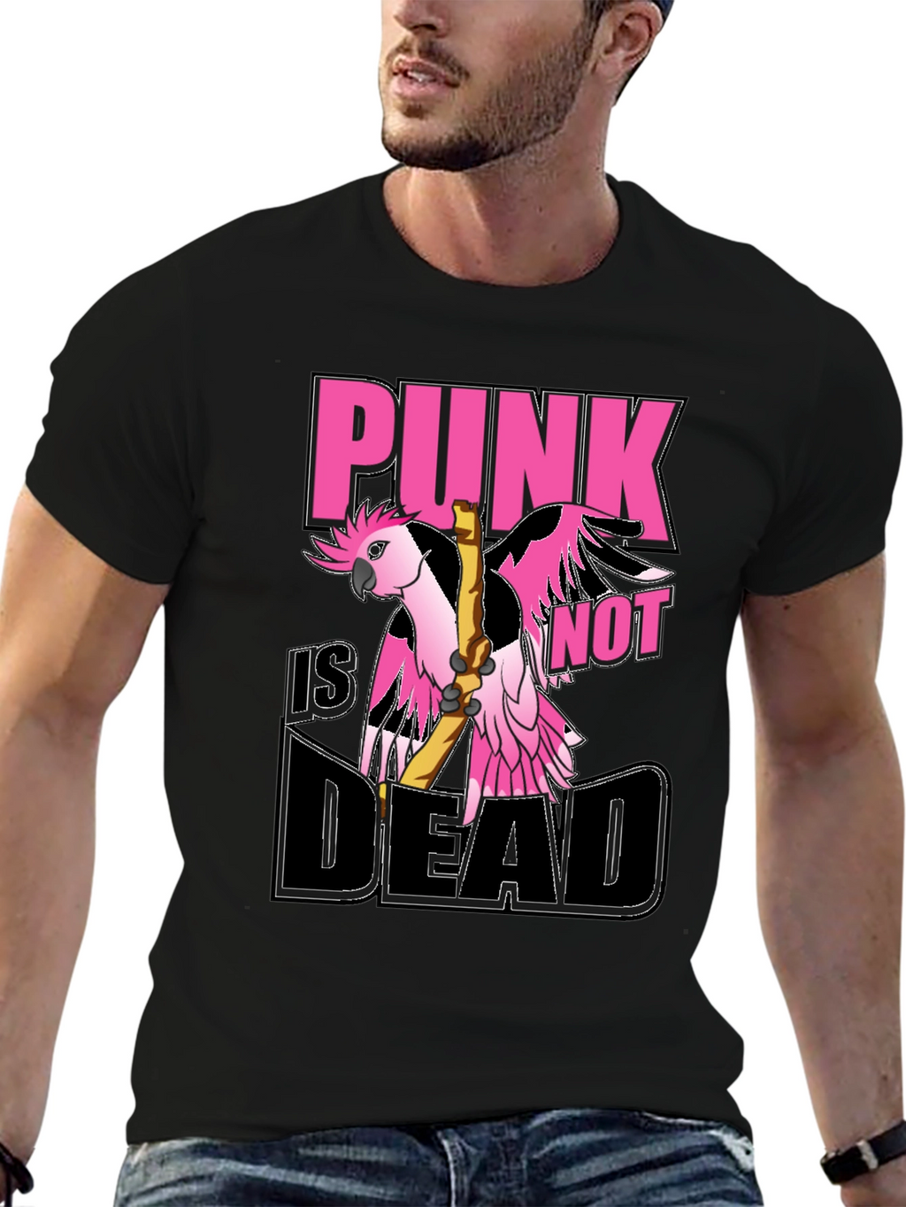 Punk is Not Dead Parrot Graphic T-Shirt