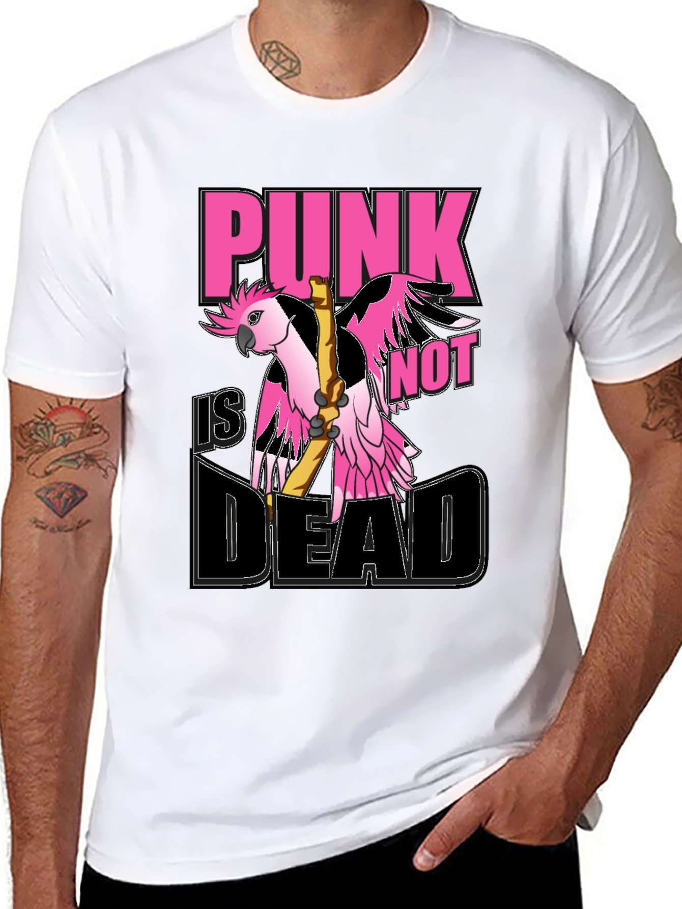 Punk is Not Dead Parrot Graphic T-Shirt