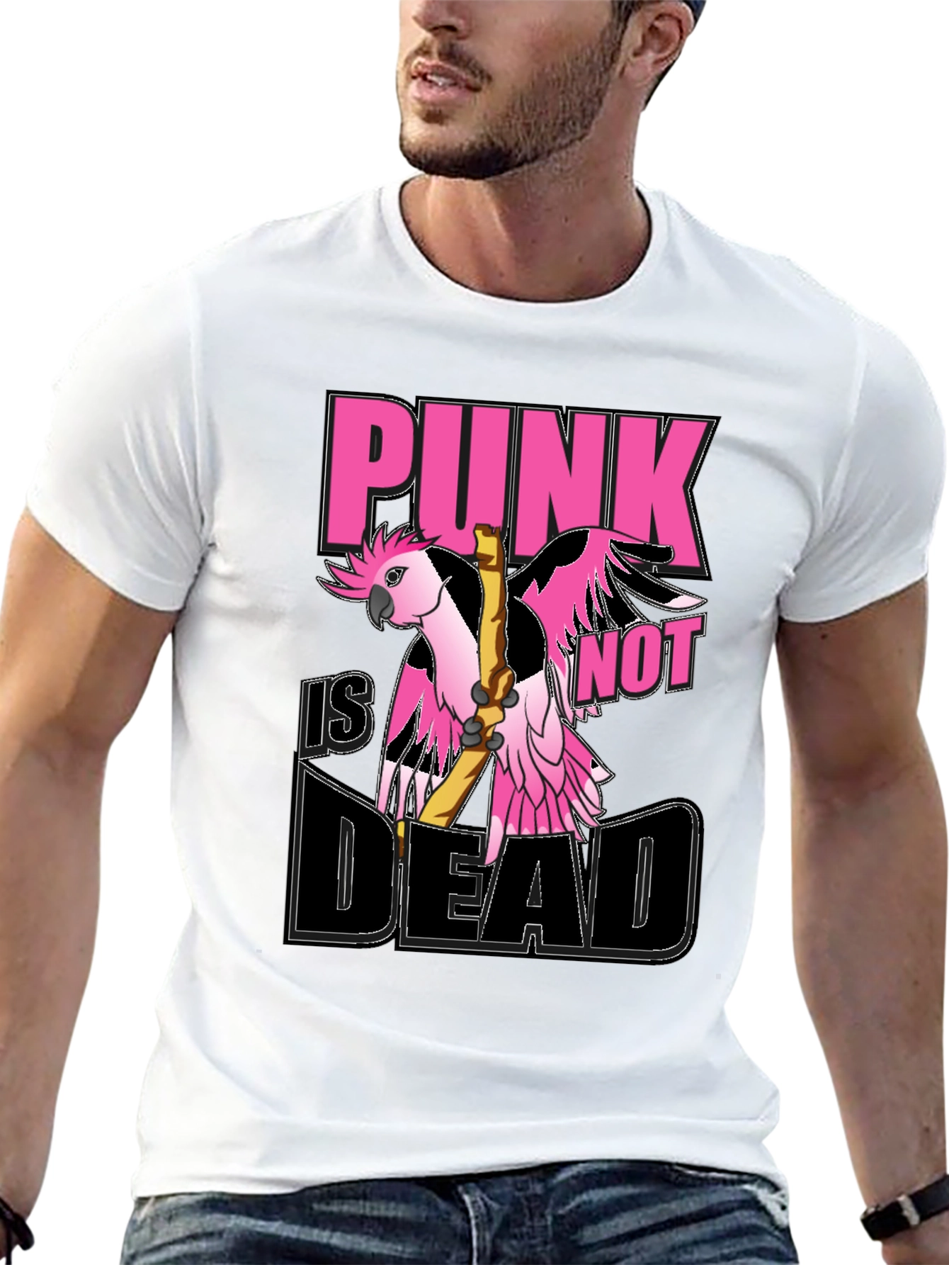 Punk is Not Dead Parrot Graphic T-Shirt