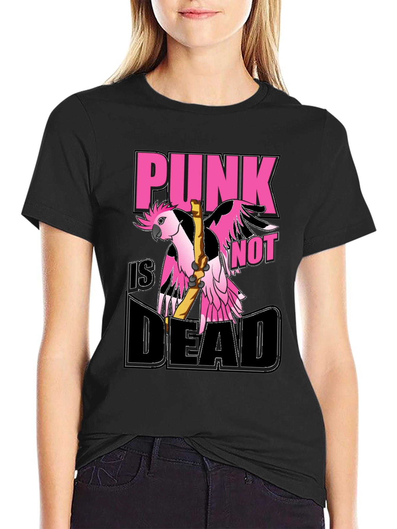 Punk is Not Dead Parrot Graphic T-Shirt
