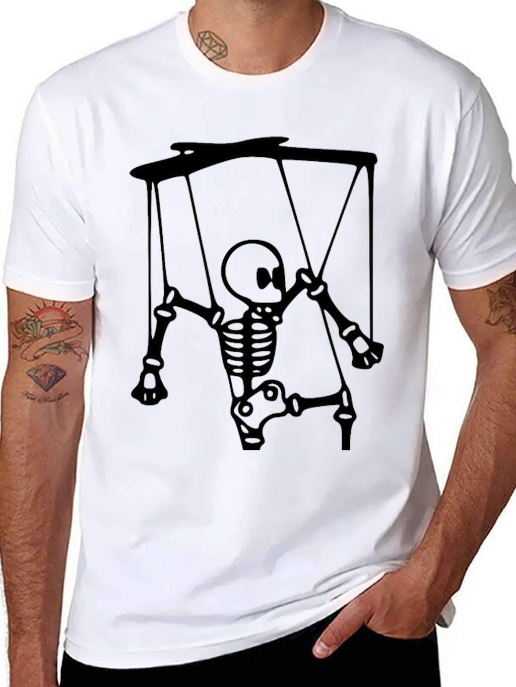 Skeleton Puppet Graphic Tee - Unique Halloween Shirt