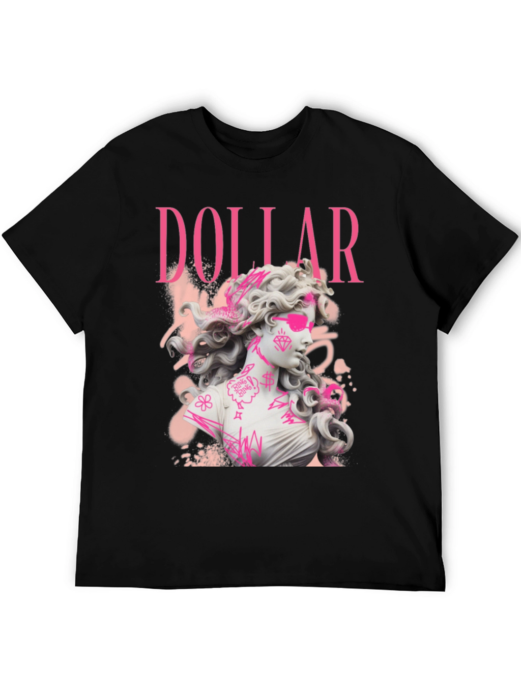Dollar Statue Graphic Tee - Stylish Black T-Shirt