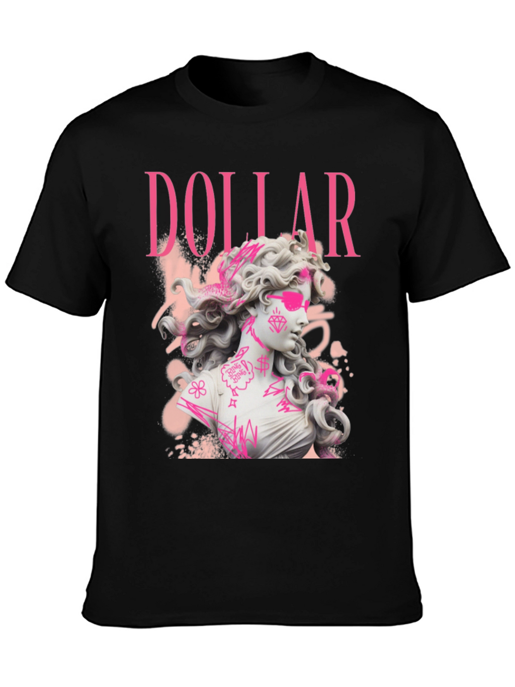 Dollar Statue Graphic Tee - Stylish Black T-Shirt