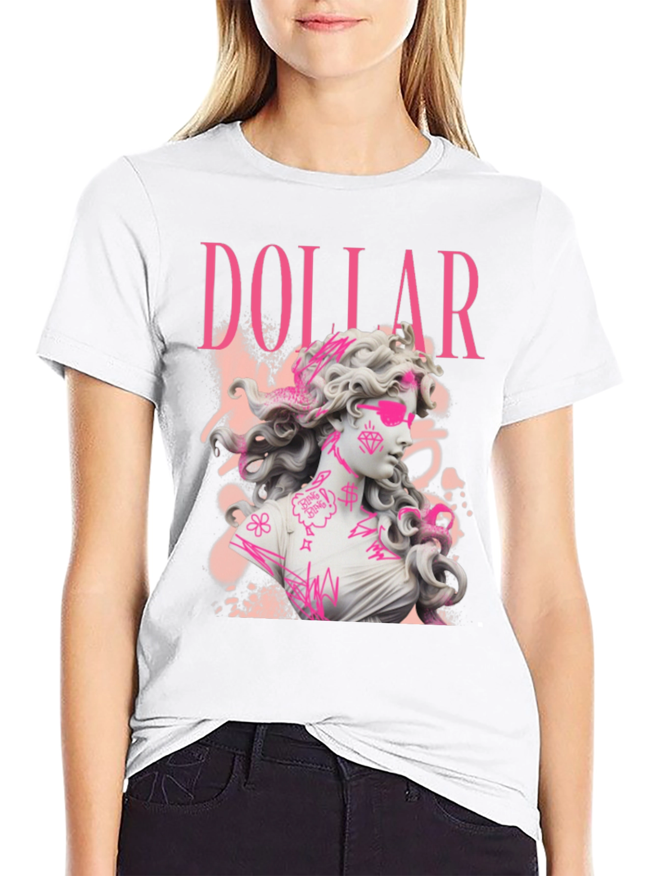 Dollar Statue Graphic Tee - Stylish Black T-Shirt
