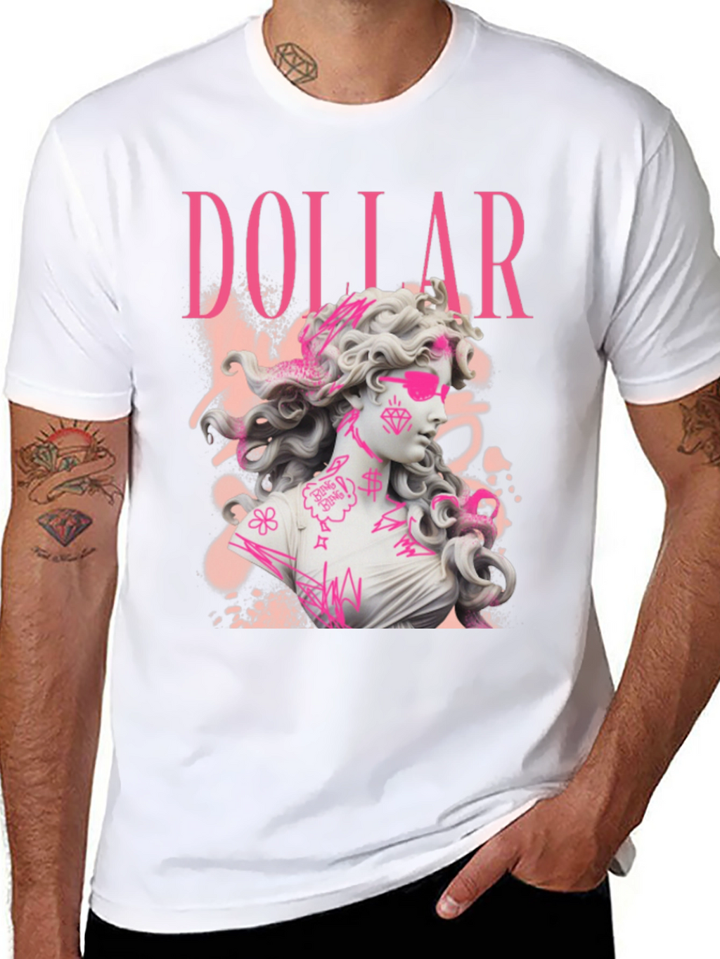 Dollar Statue Graphic Tee - Stylish Black T-Shirt
