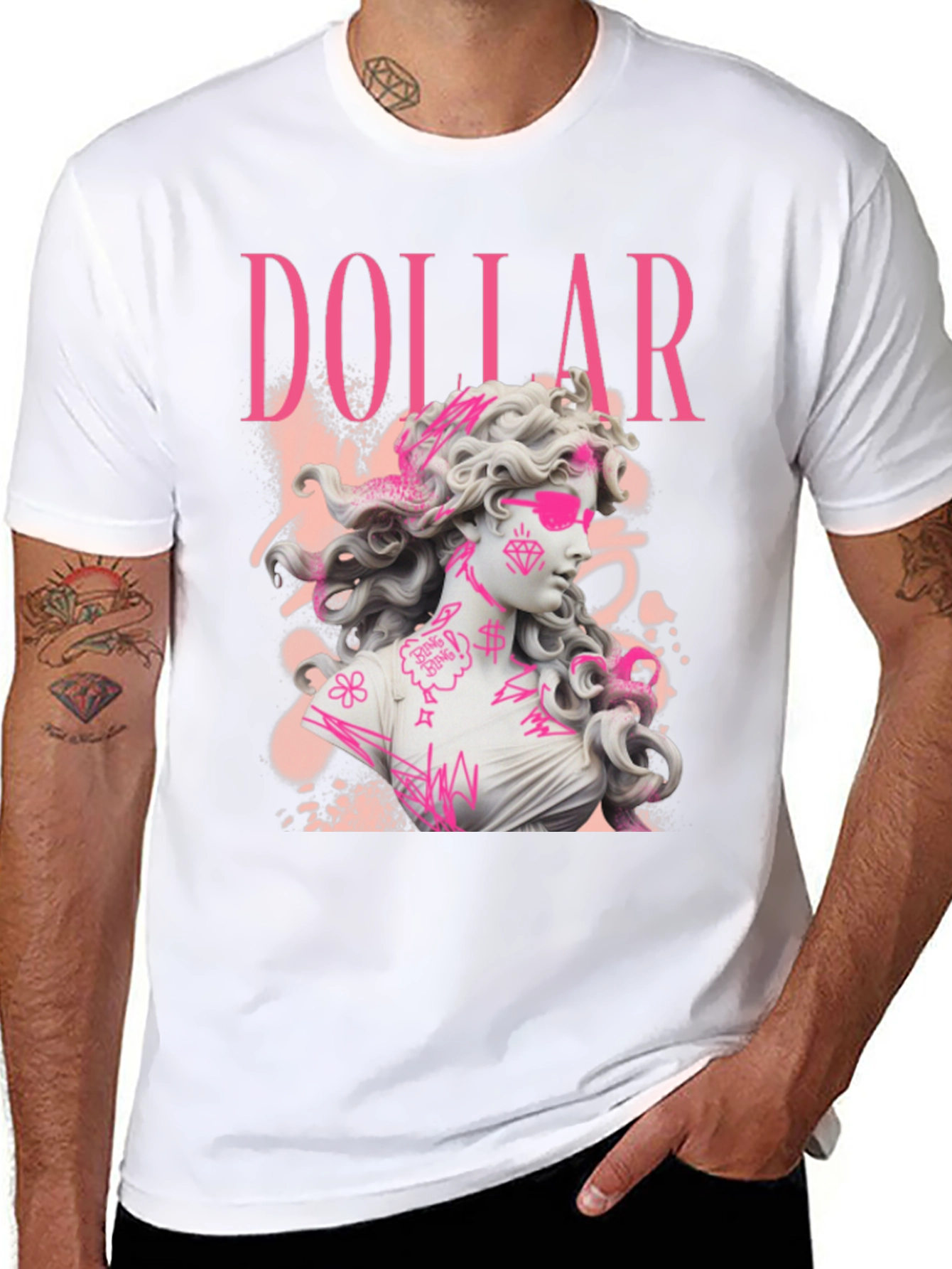 Dollar Statue Graphic Tee - Stylish Black T-Shirt