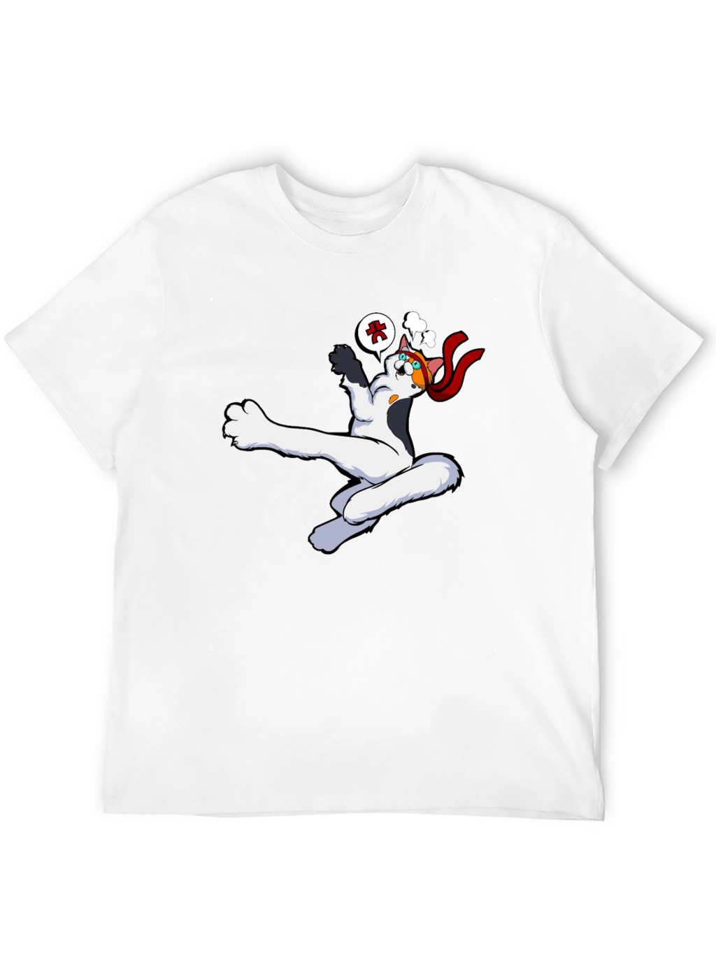 Funny Cartoon Cat Black T-Shirt