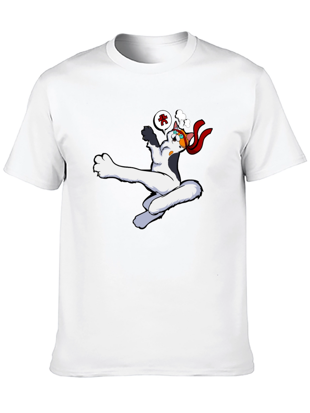 Funny Cartoon Cat Black T-Shirt