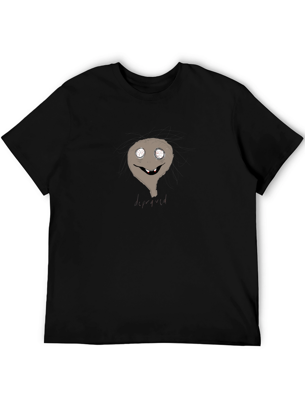 Mens Black T-Shirt with Cartoon Character Graphic