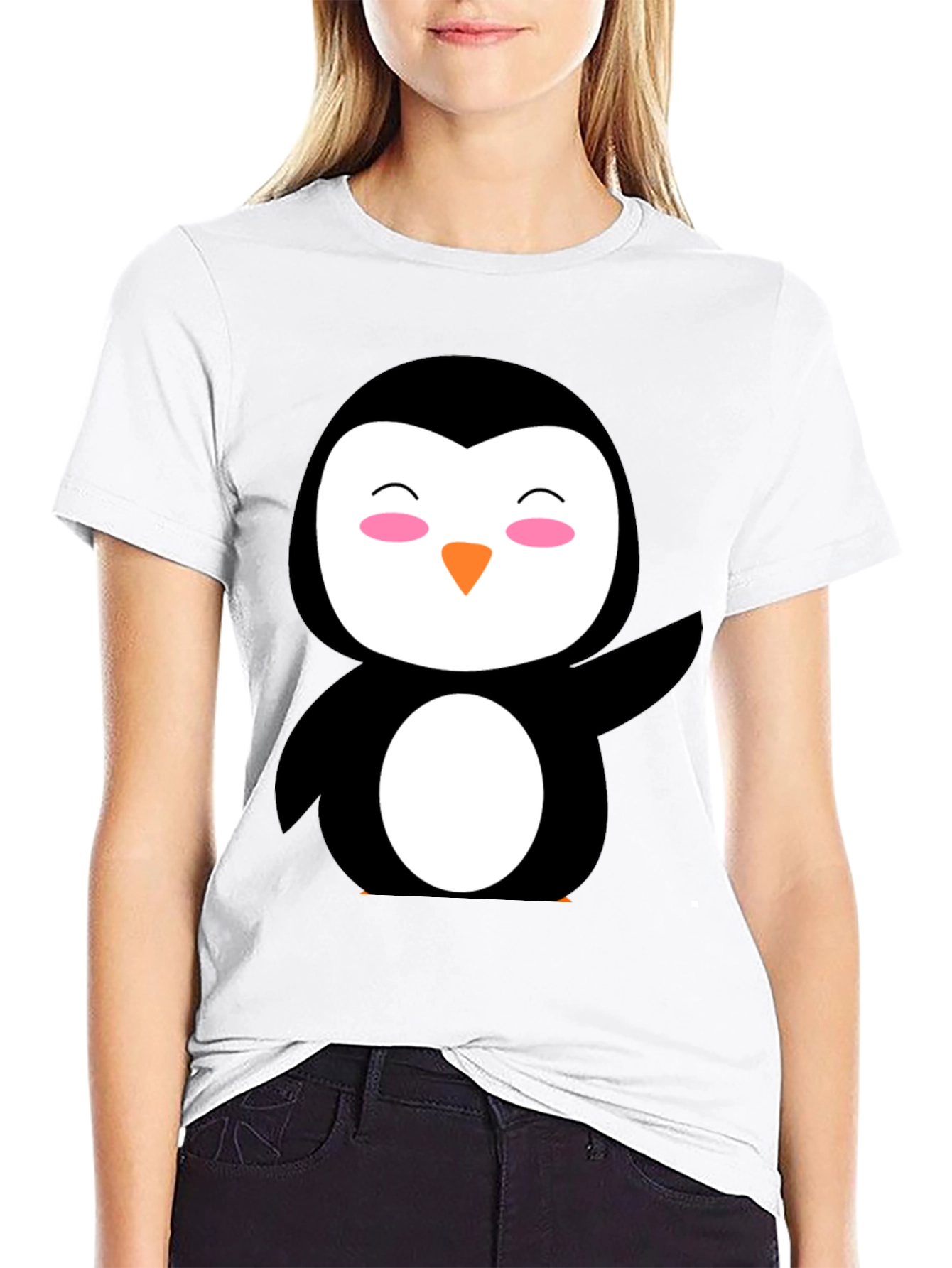 Cute Penguin Graphic Black T-Shirt