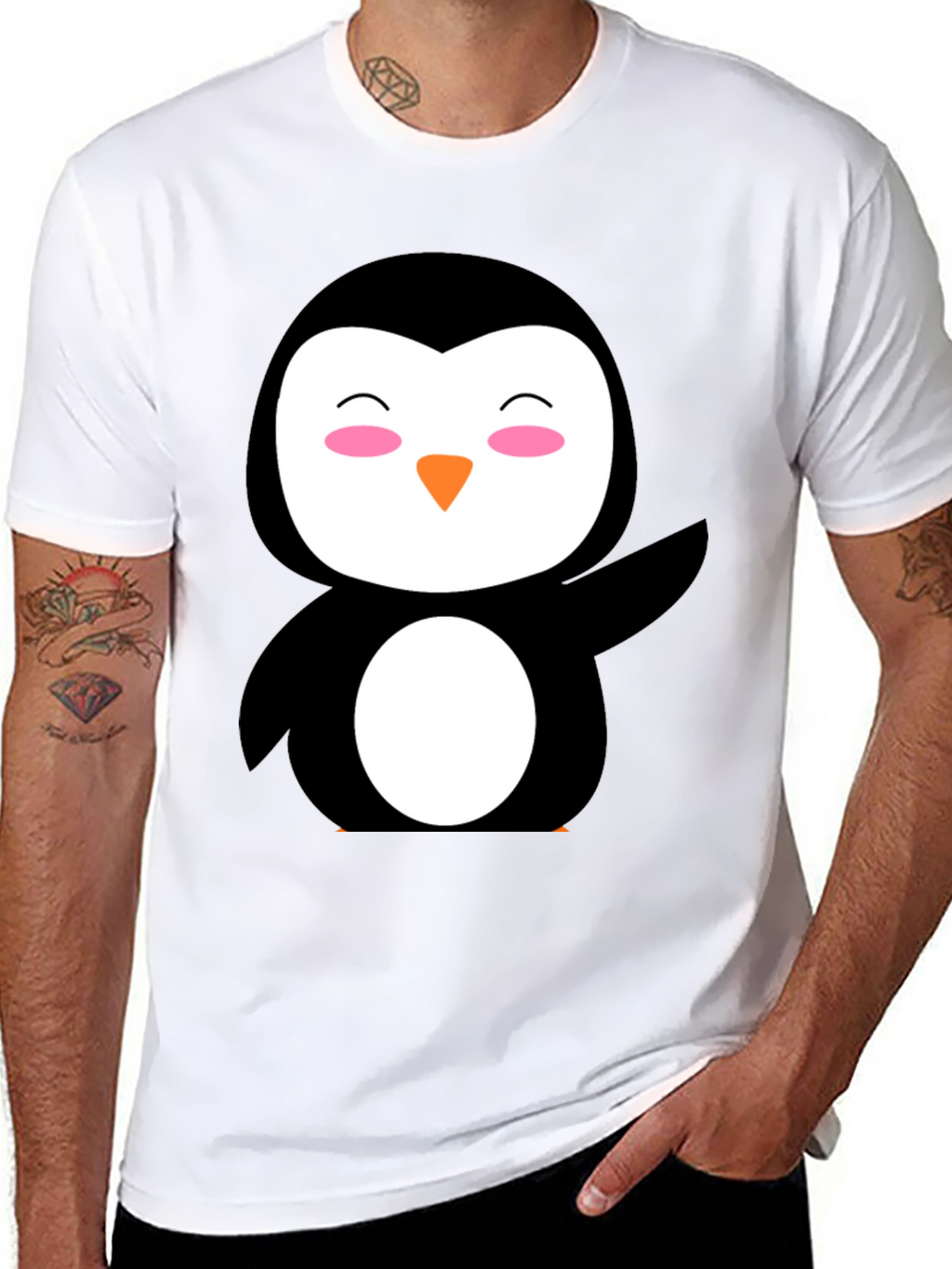 Cute Penguin Graphic Black T-Shirt