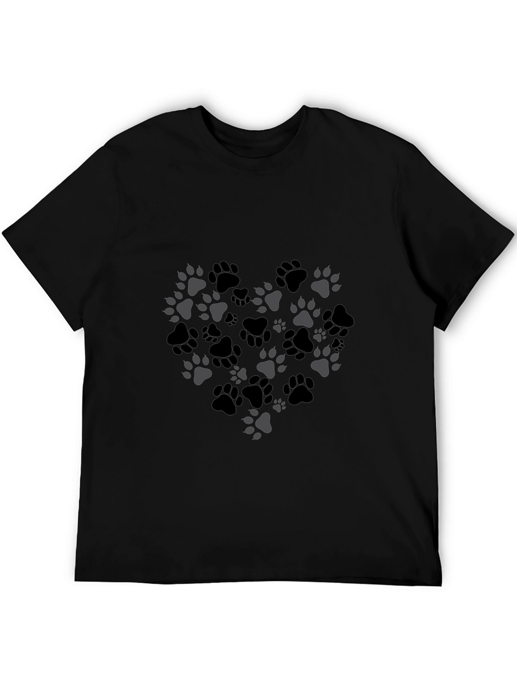 Paw Print Heart T-Shirt - Black Graphic Tee