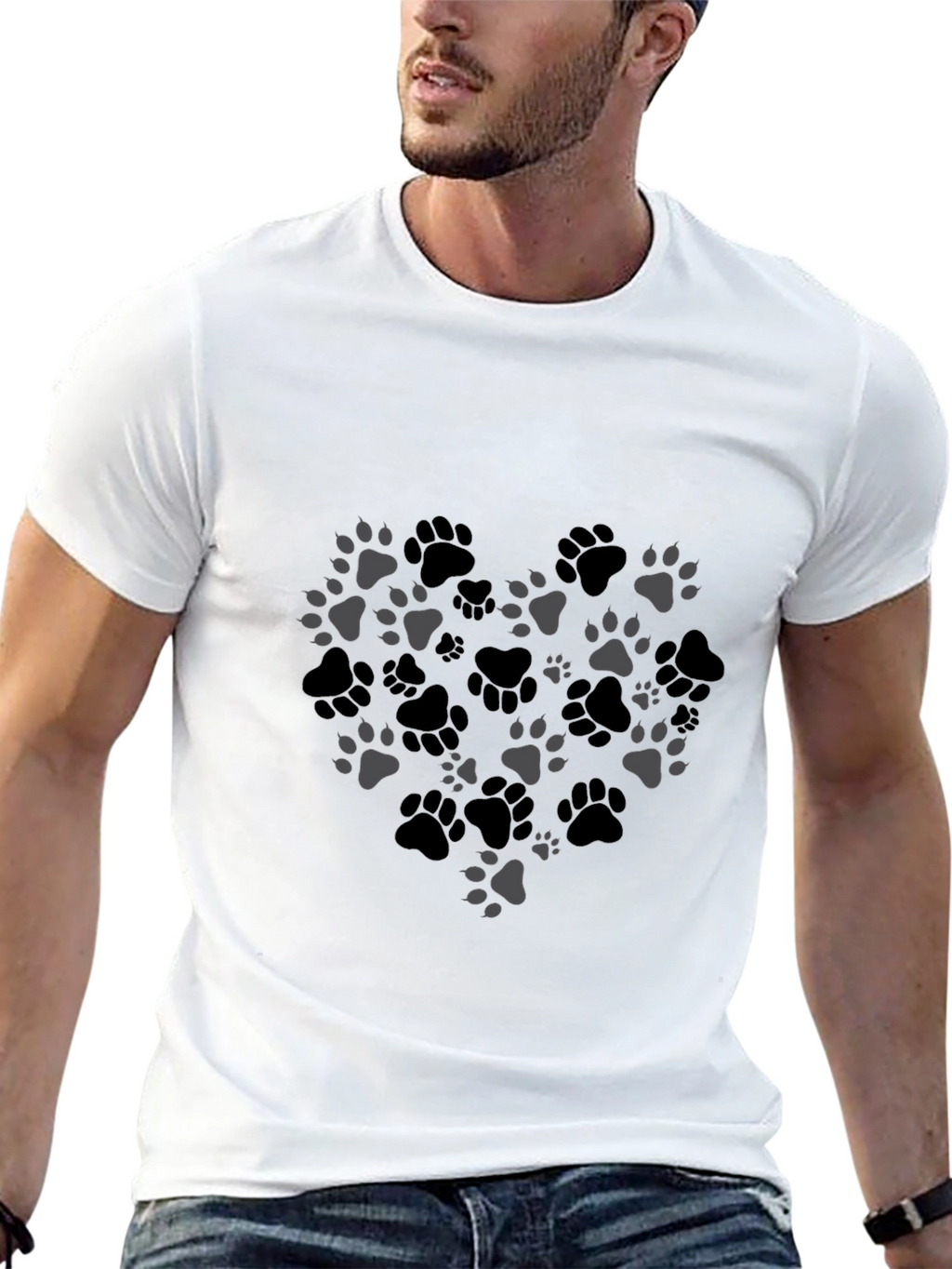 Paw Print Heart T-Shirt - Black Graphic Tee