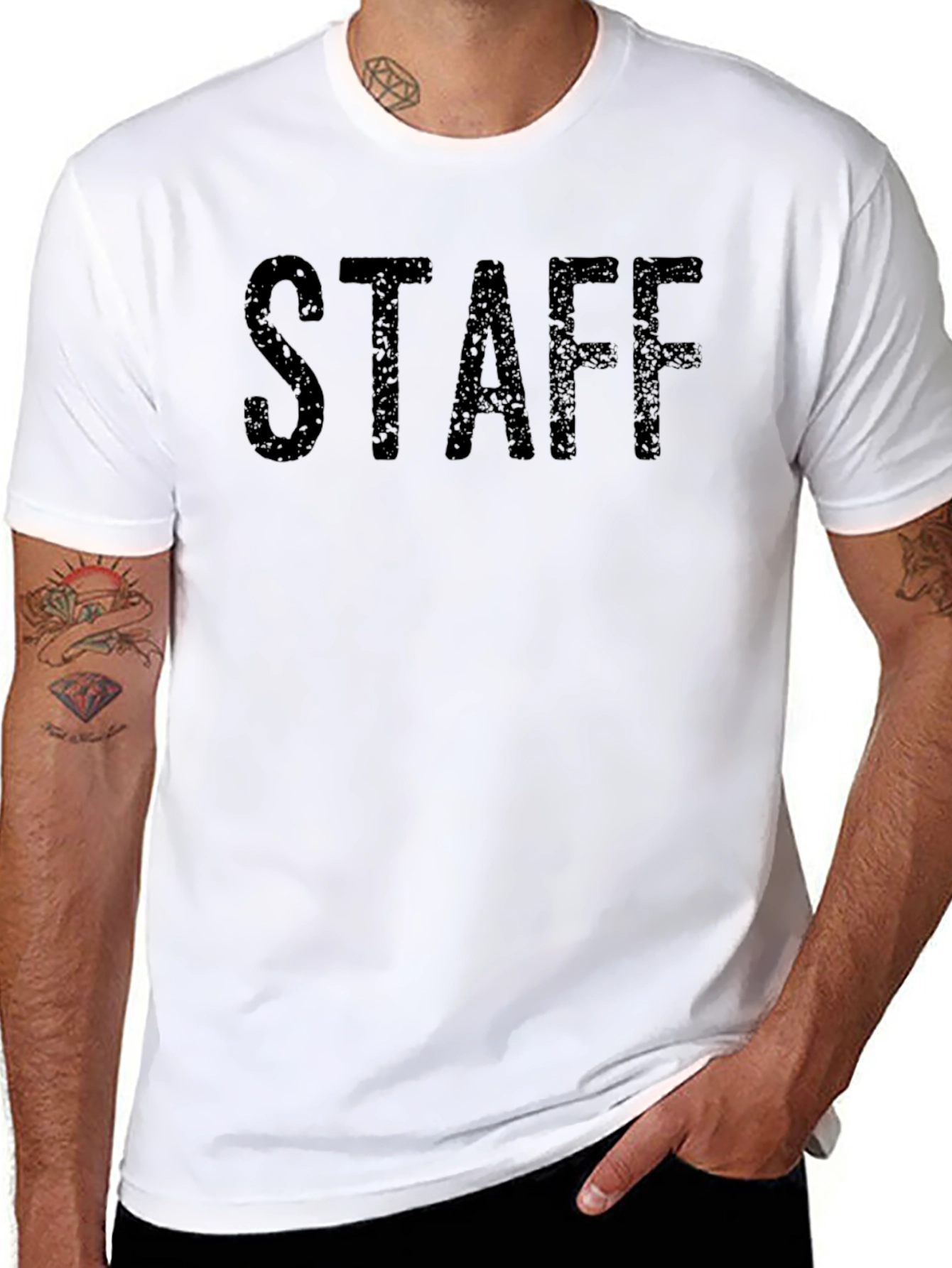 Black Staff Graphic Crew Neck T-Shirt