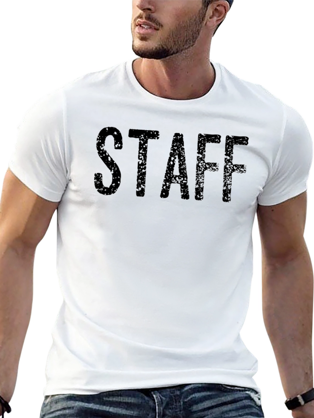 Black Staff Graphic Crew Neck T-Shirt