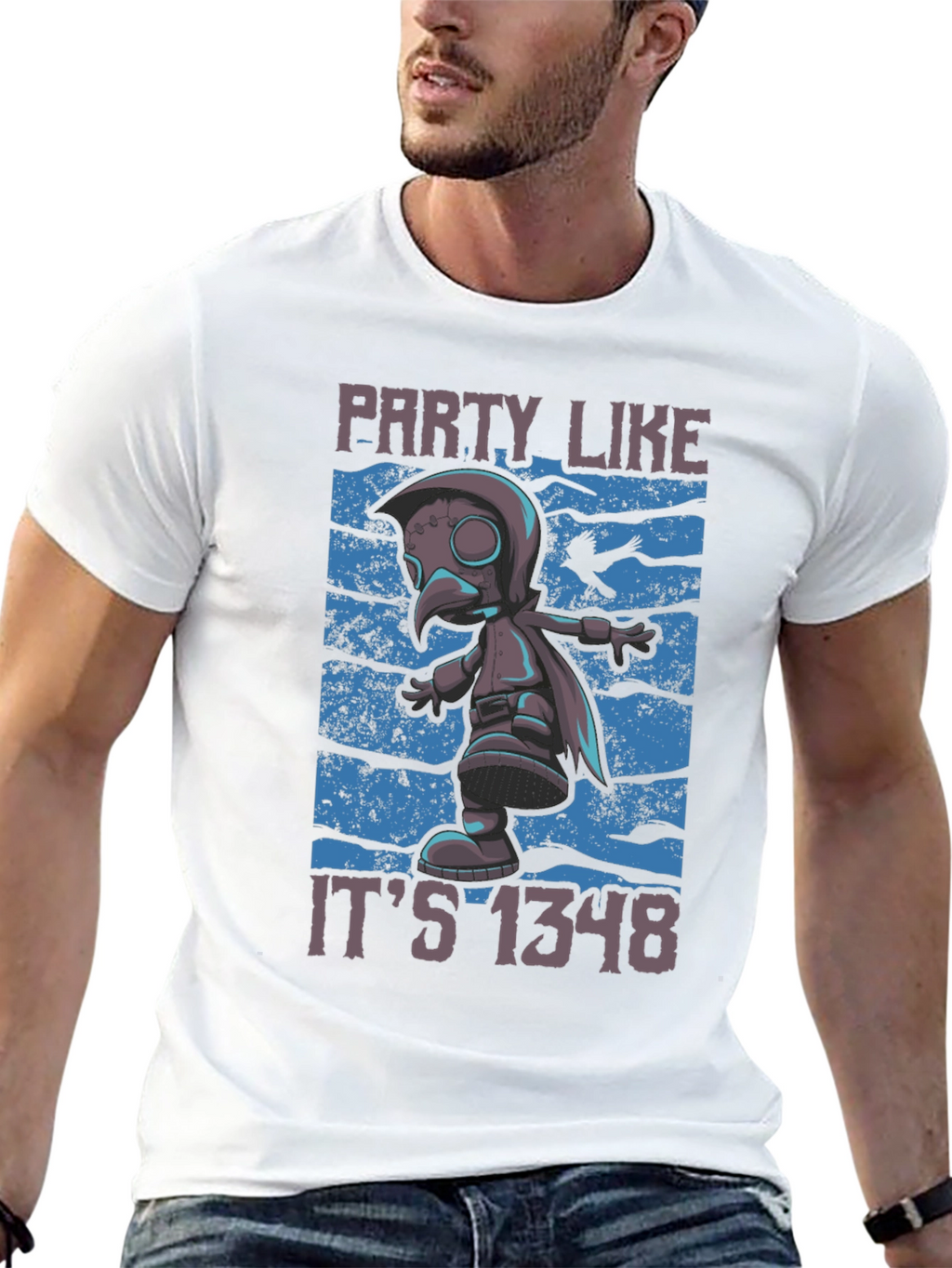Plague Doctor Party T-Shirt - Funny 1348 Style