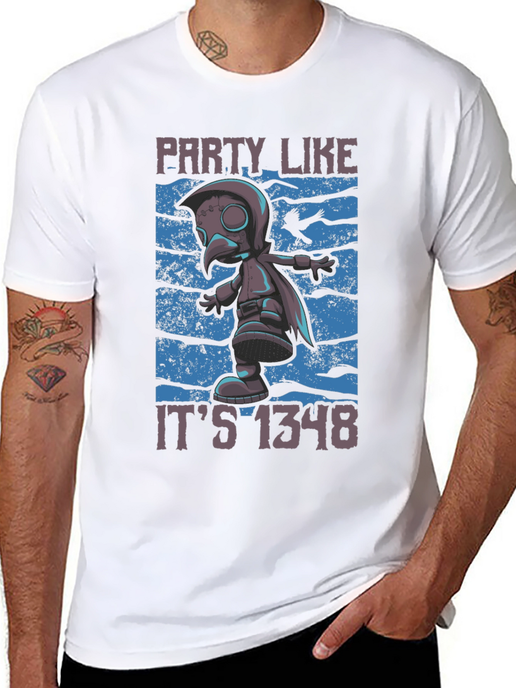 Plague Doctor Party T-Shirt - Funny 1348 Style