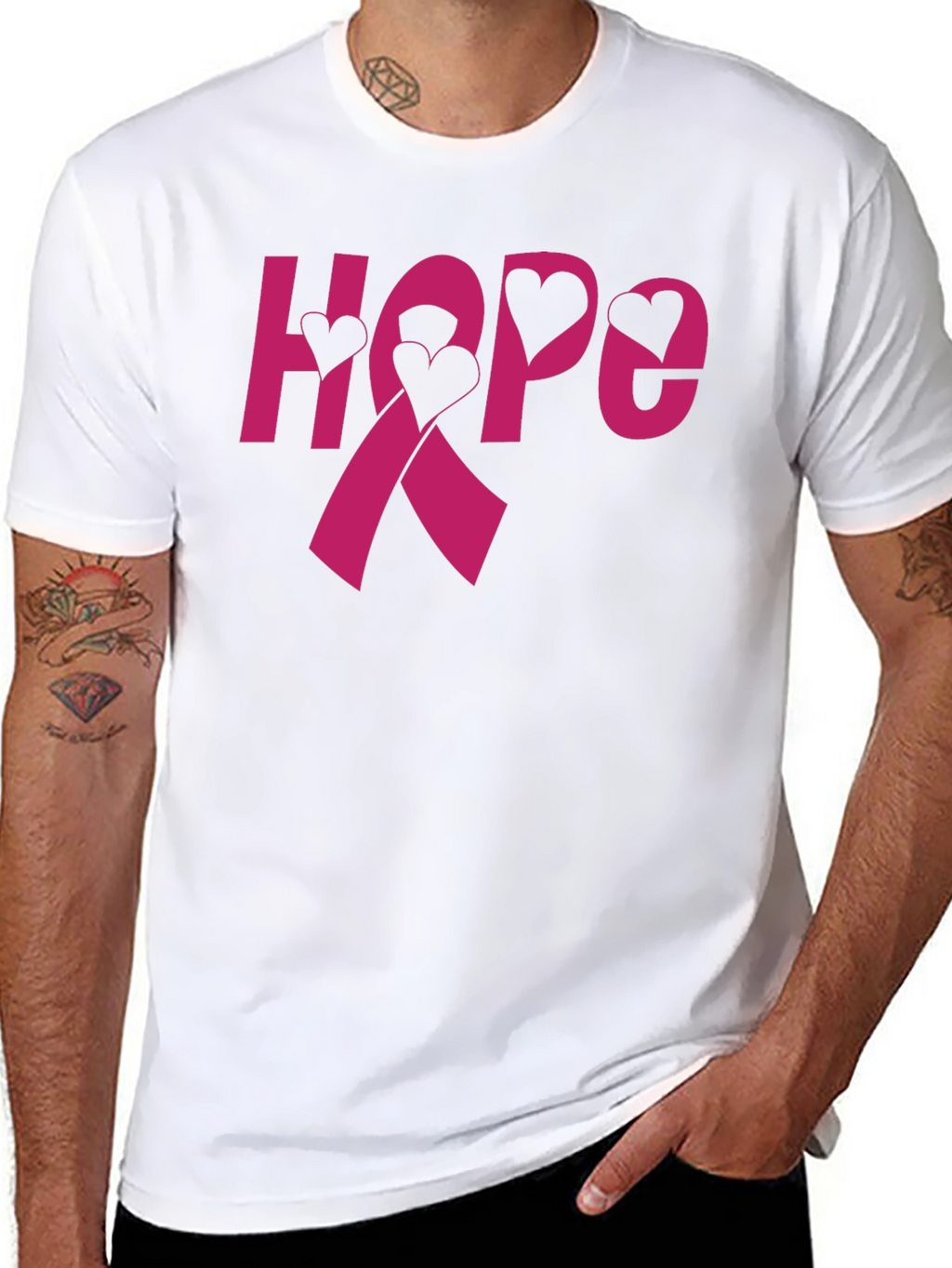 Hope Ribbon Heart T-Shirt - Breast Cancer Awareness
