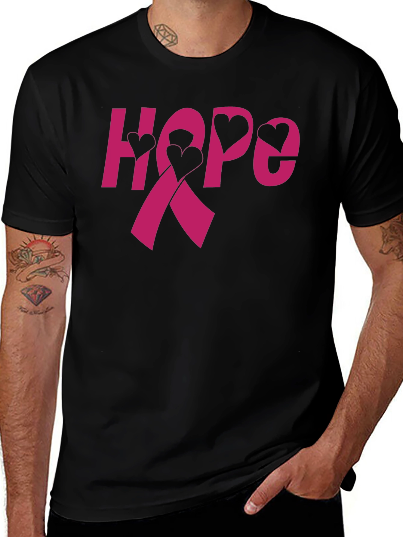 Hope Ribbon Heart T-Shirt - Breast Cancer Awareness