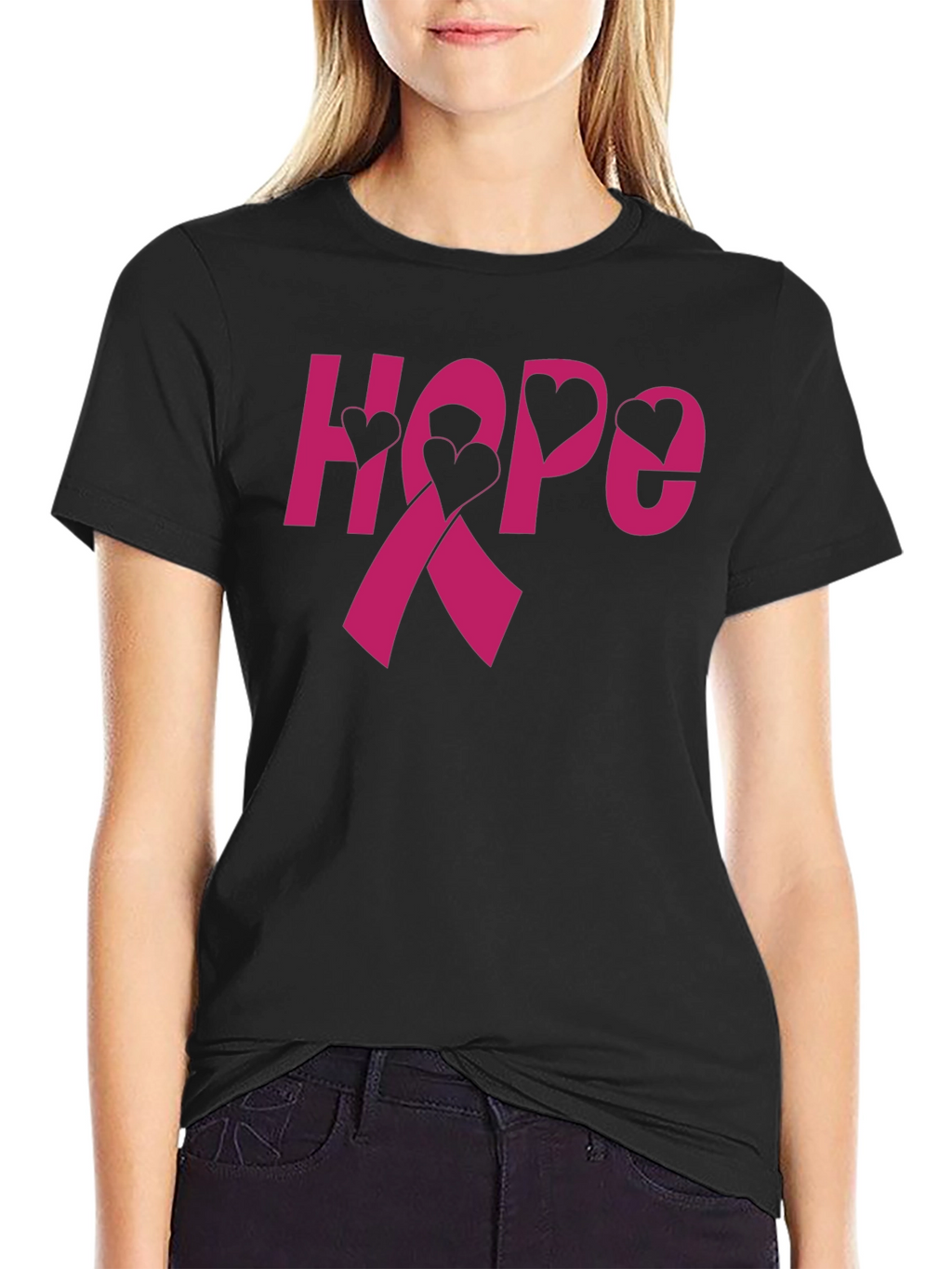 Hope Ribbon Heart T-Shirt - Breast Cancer Awareness
