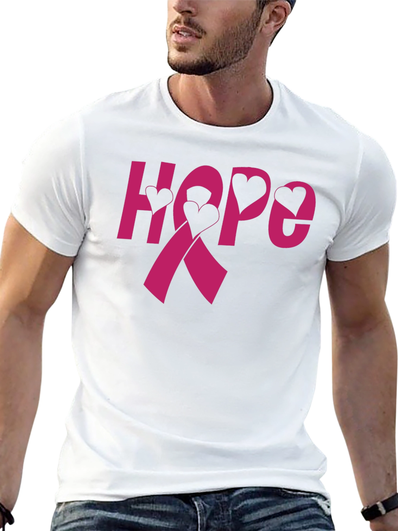Hope Ribbon Heart T-Shirt - Breast Cancer Awareness