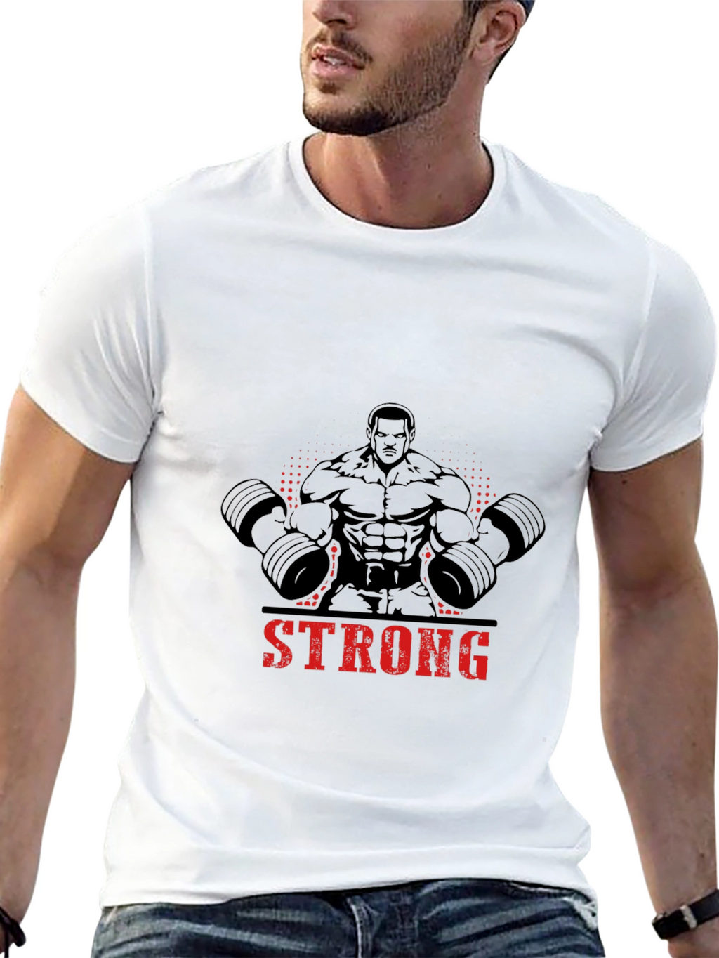 Strong Man Graphic Print Black T-Shirt