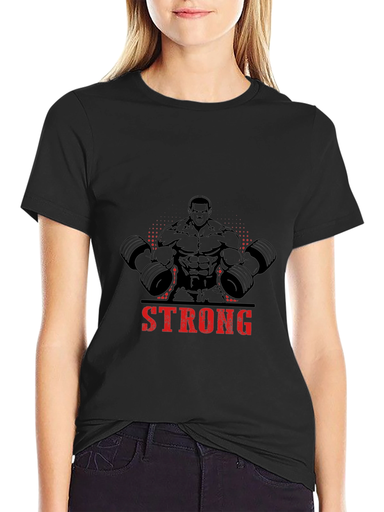 Strong Man Graphic Print Black T-Shirt