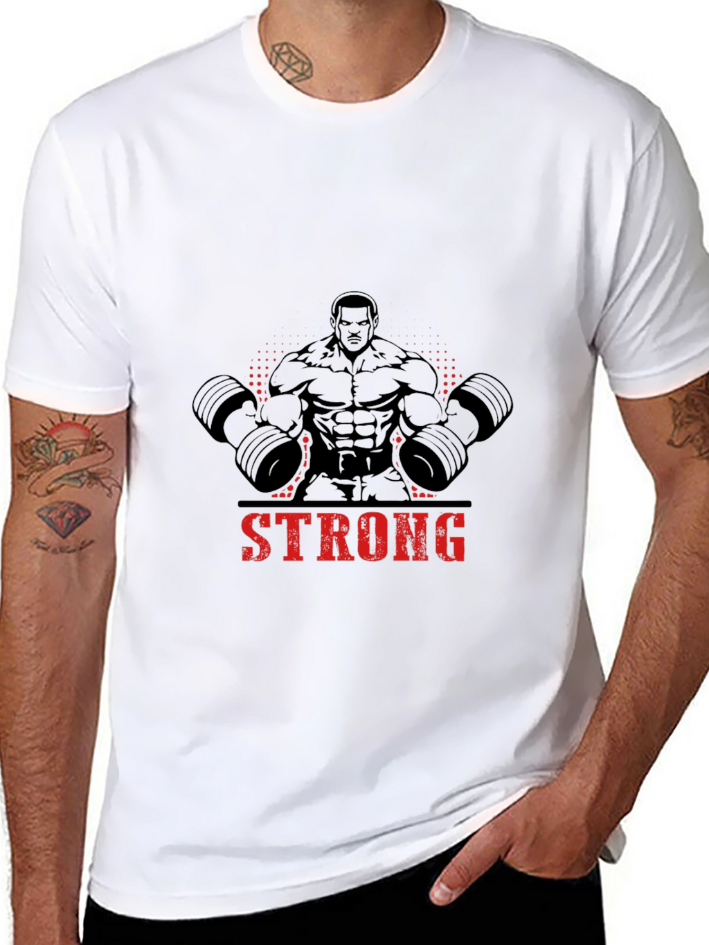 Strong Man Graphic Print Black T-Shirt
